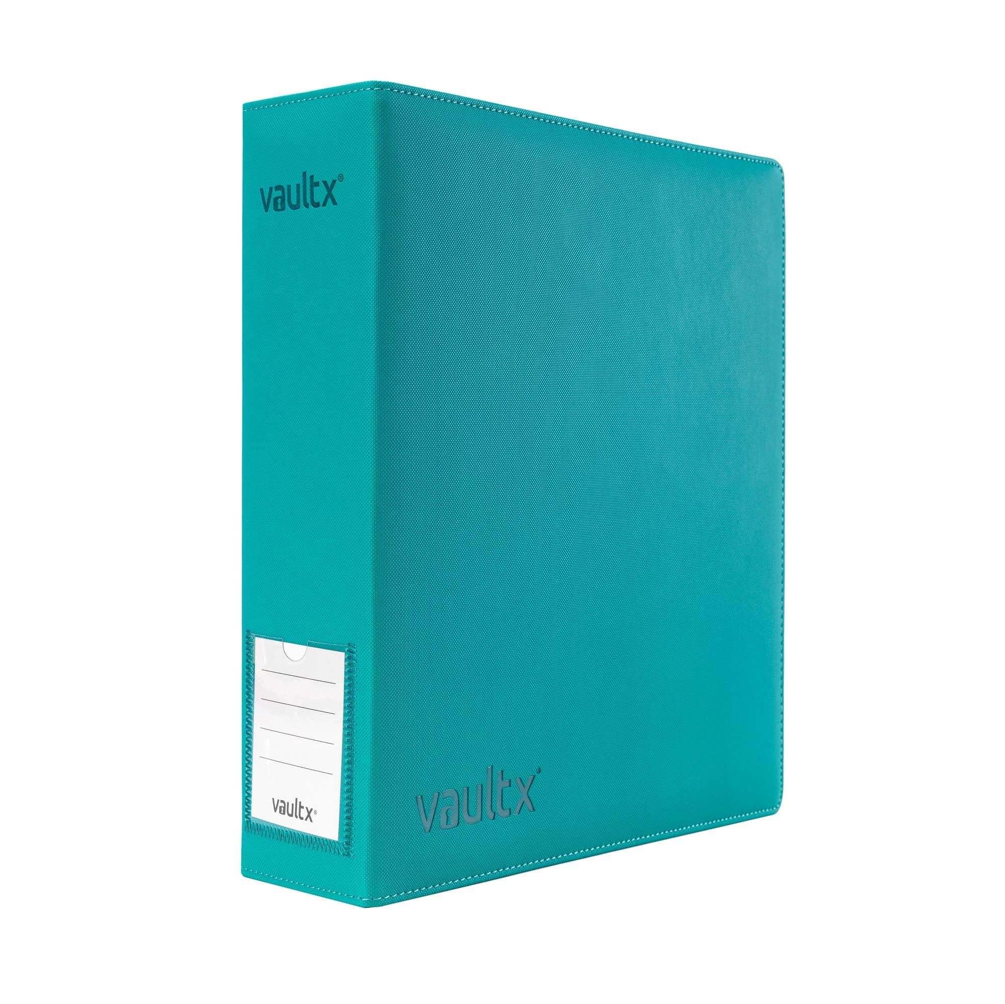 Vault X Trading Card 3 Ring Binder, fits 9 Pocket Pages, 900 Cards, Exo-Tec Material, Easy Open, D-Ring Clip Folder for Collectible Card Games, Sports, TCG (Teal, Large)