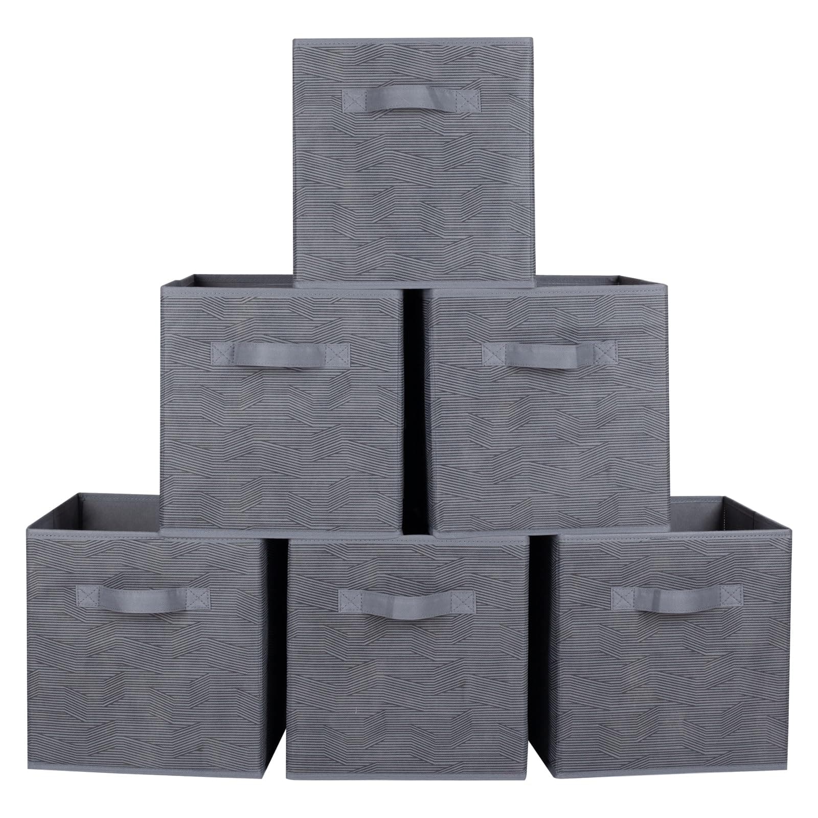 ShellKingdom Foldable Fabric Storage Cubes and Cloth Organizer Drawer for Closet and Toys, 6 Pack (Dark Gray with Black Stripe)