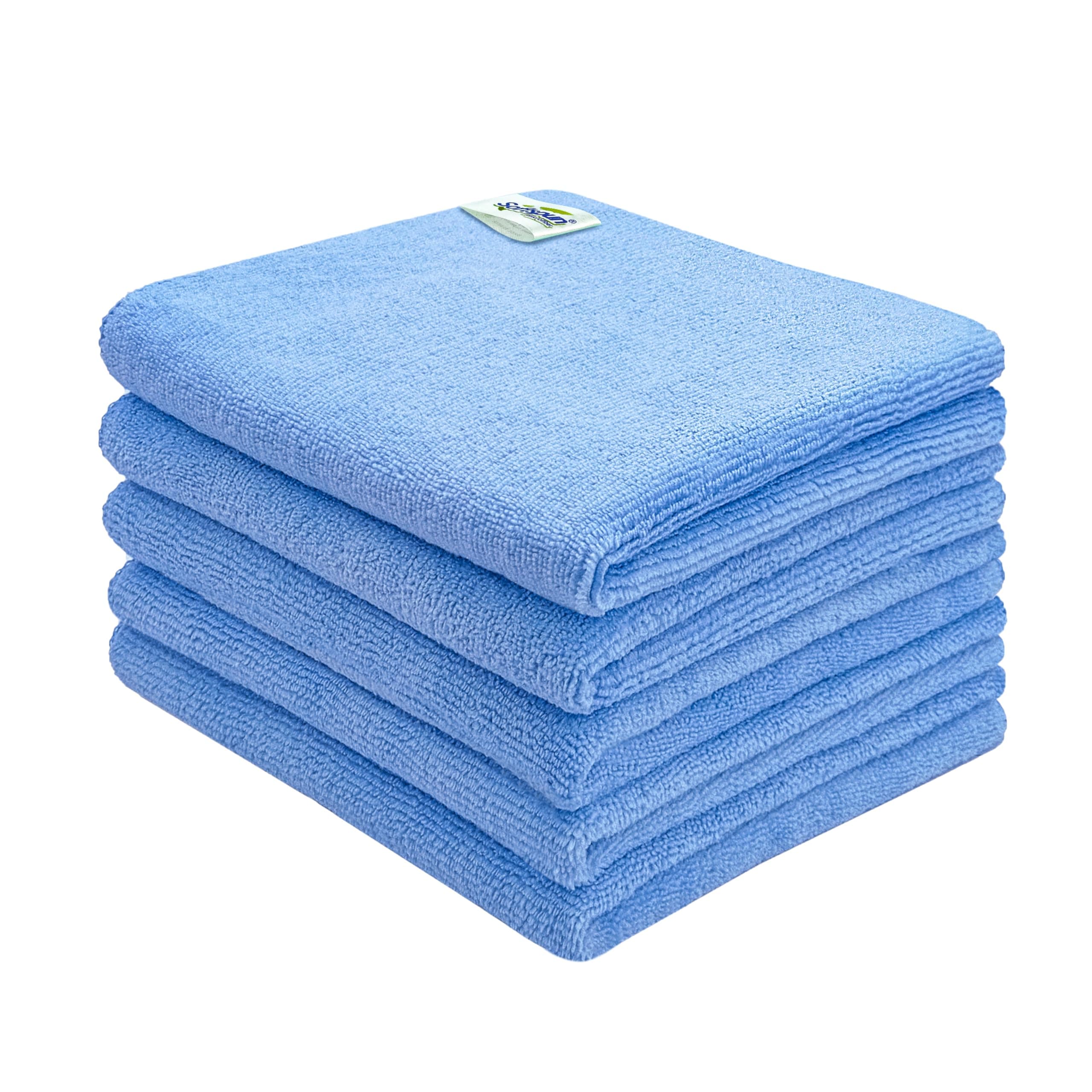 SOFTSPUN Microfiber Cloth, 5 pcs 40x40 cms 340 GSM Sky Blue Thick Lint & StreakFree Multipurpose Cloths Automotive Microfibre Towels for Car Bike Cleaning Polishing Washing & Detailing.