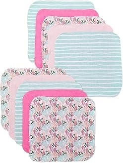 SpasilkWashcloth Wipes Set for Newborn Boys and Girls, Soft Terry Washcloth Set, Pack of 10, Pink Coral