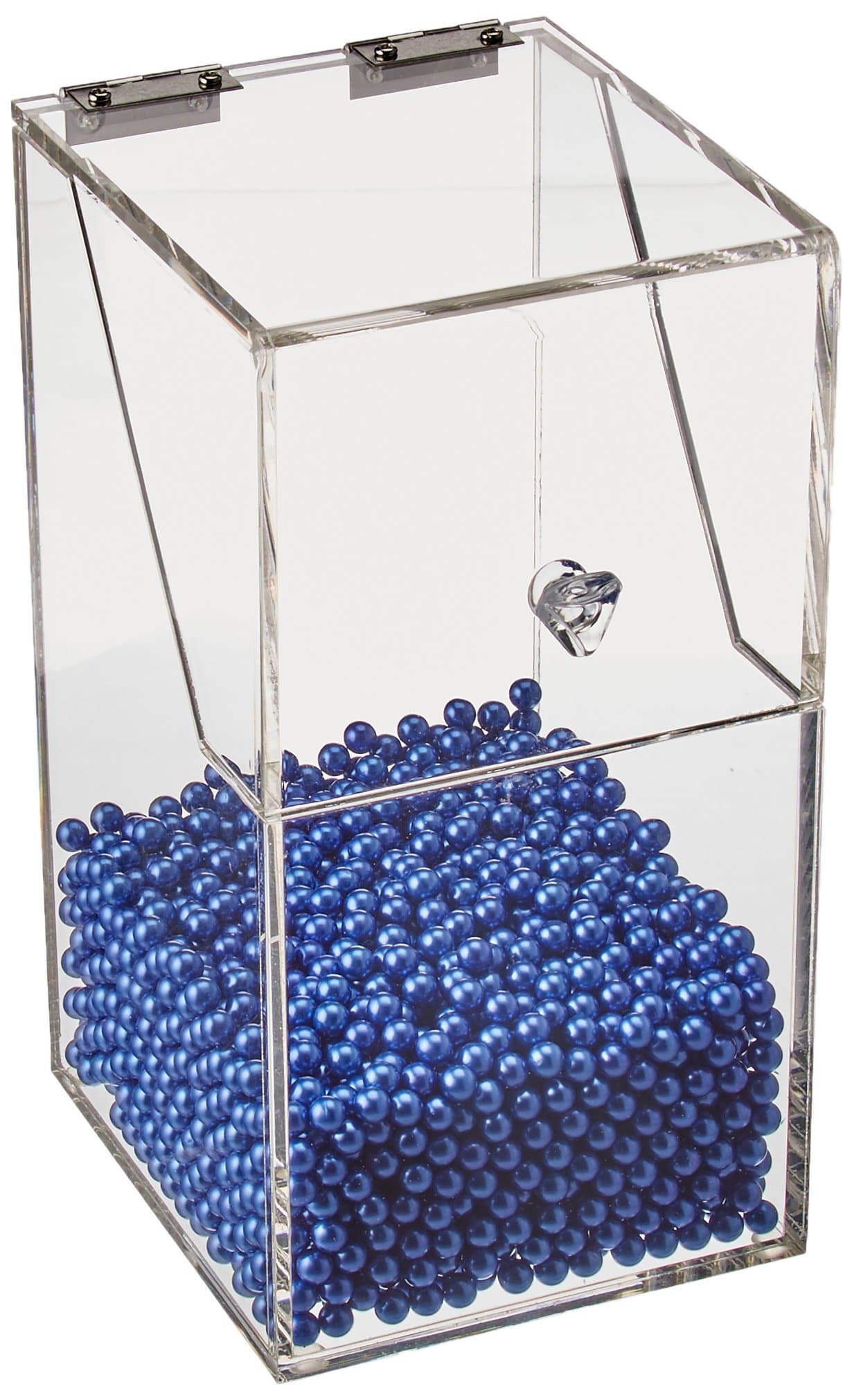 Langforth Large Dust Free Clear Acrylic Makeup Organizer DIY Brushes Holder Case Storage Cosmetic Display Box with Free Glossy Blue Pearl