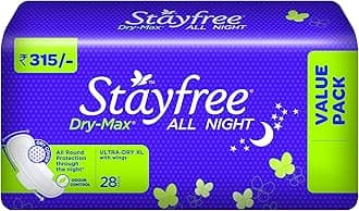 Stayfree Dry Max All Night Ultra Thin with Wings - 28 Pads (X-Large)