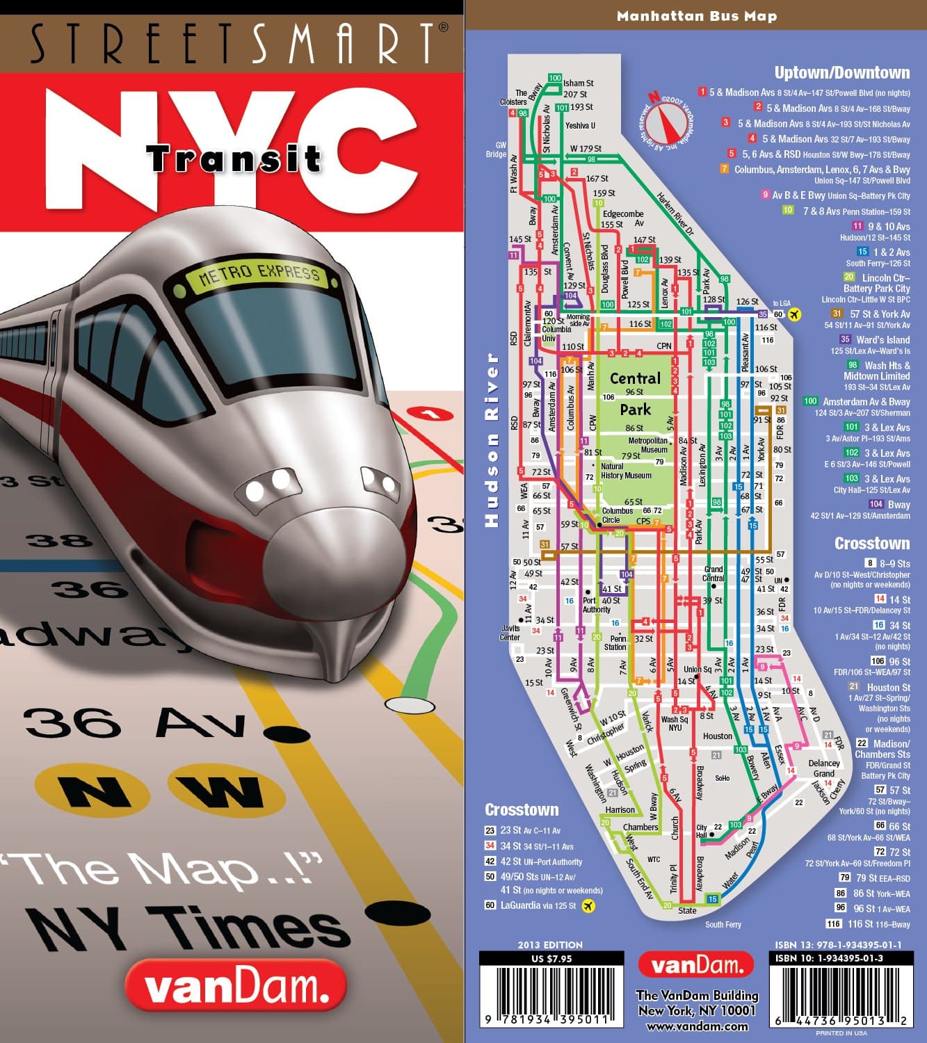 StreetSmart NYC Transit Map by VanDam-Laminated pocket size Transit map w/ subway, bus, ferry and train lines plus attractions in the Five Boros of ... Bronx, Queens & Staten Island, 2026 Edition Map – Folded Map