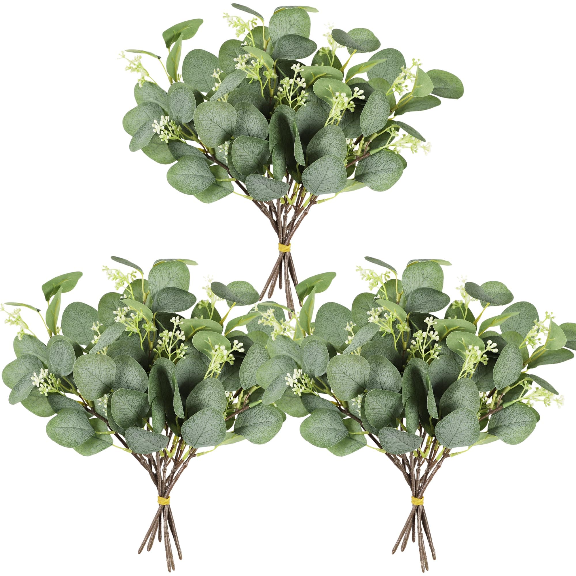 Artificial Eucalyptus Seeded Stem 12Pc Faux Greenery Leaves Branches 11.4” Silver Dollar Eucalyptus Plant Bulk for Wedding, Garden, Home, Office, Indoor Outdoor Decoration