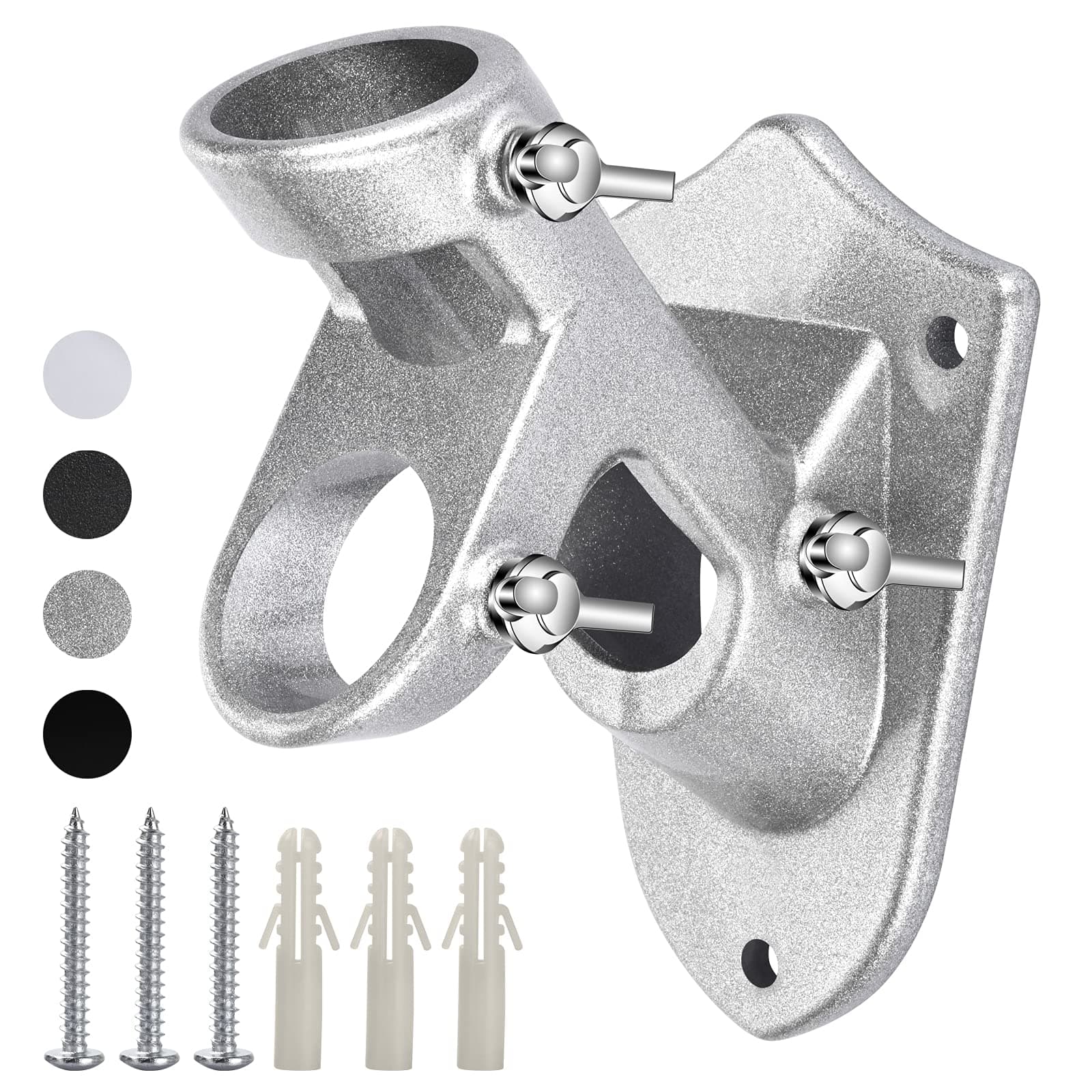 Flag Pole Holder, 2 Position House Flag Pole Bracket, Heavy Duty Aluminum Mount - Stainless Steel Hardware - Strong and Rust Proof - 1" Inner Diameter (Silver-1Pack)