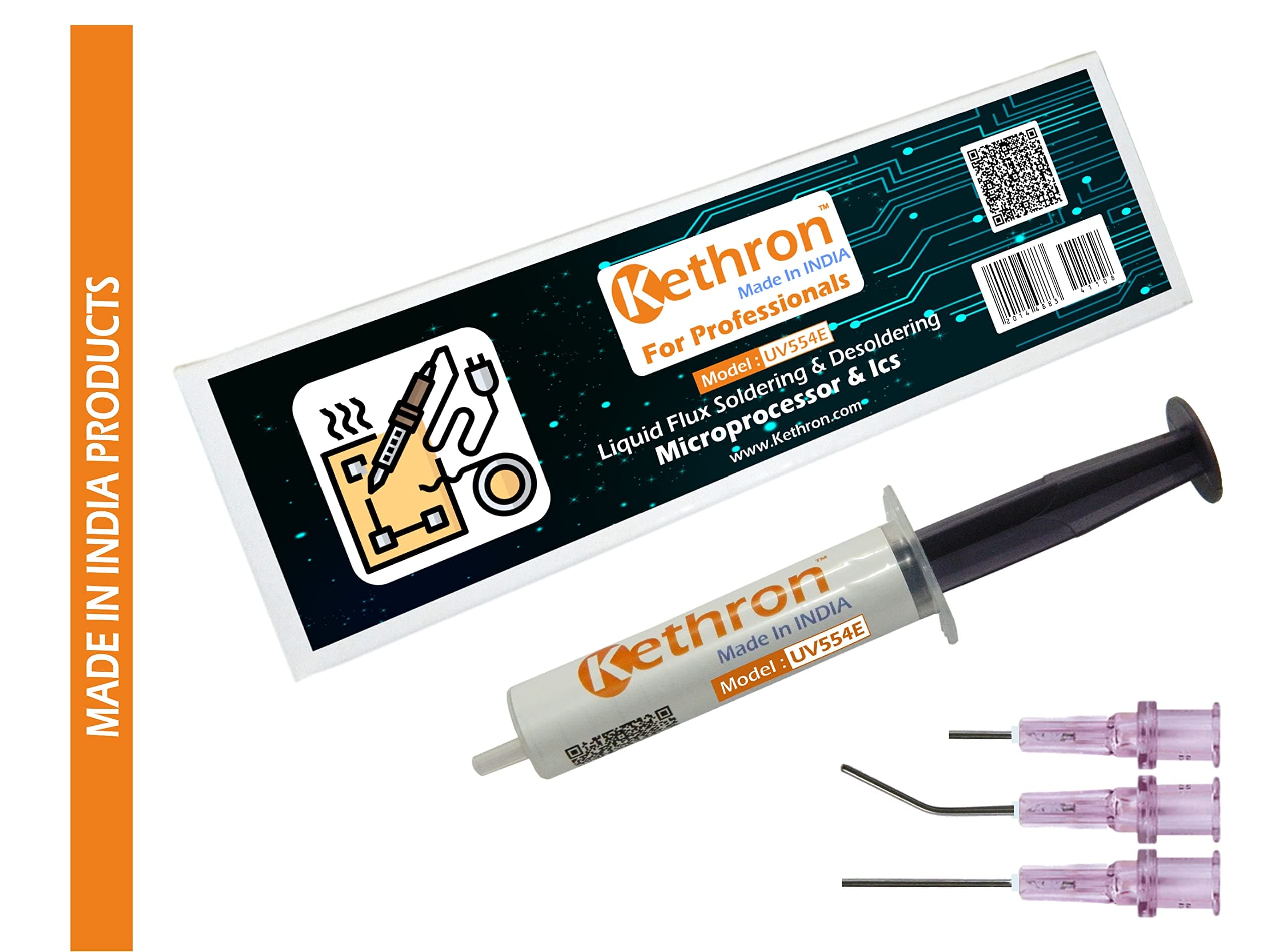 - Original UV554E Gel Base Soldering & Desoldering Flux For Microprocessor & ICs/BGA Repair/Rebelling (Smartphones and Iphones)(+3 needle tip)