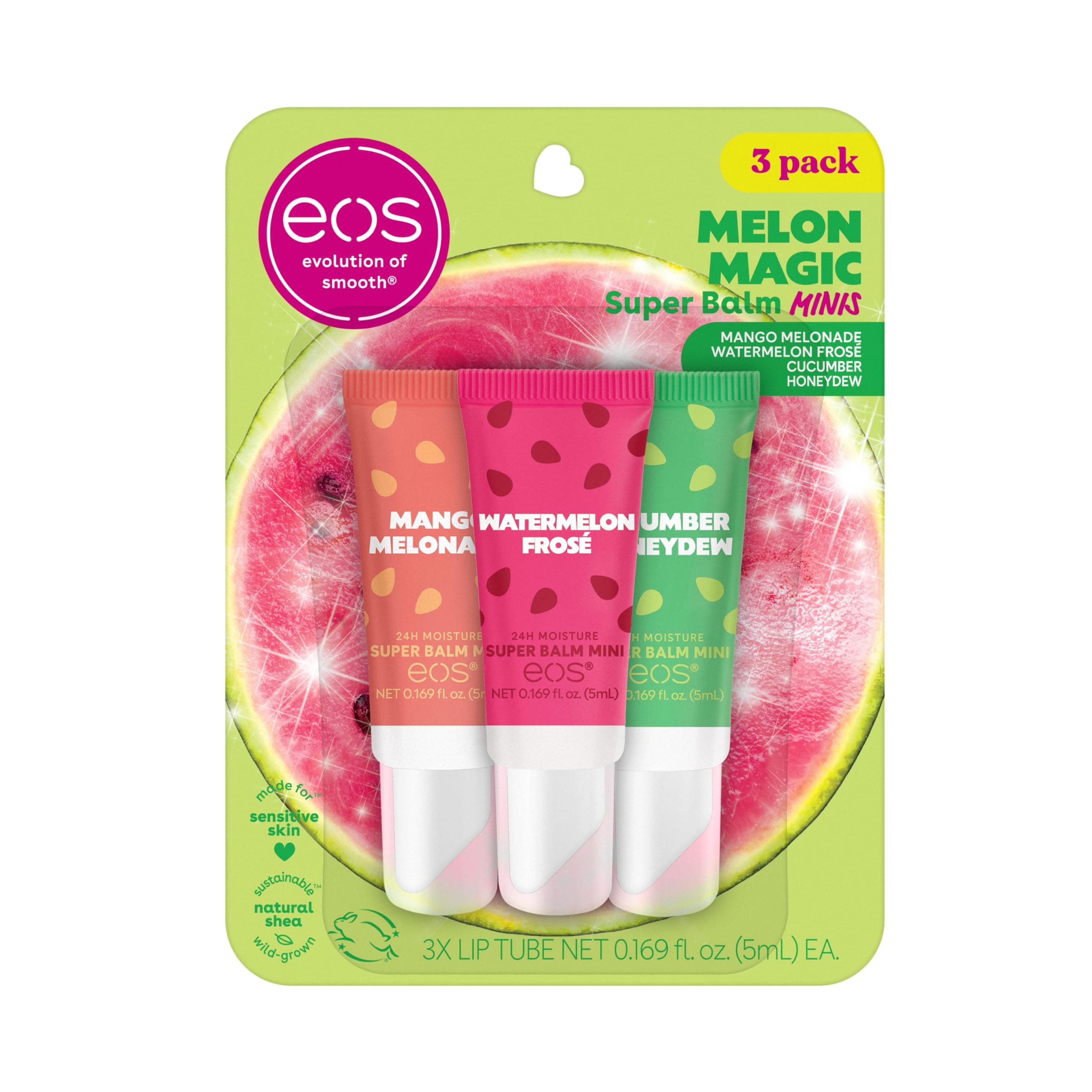 24H Moisture Super Balm Minis- Melon Magic, Limited-Edition Lip Mask, Variety Pack, 0.169 fl oz, 3-Pack