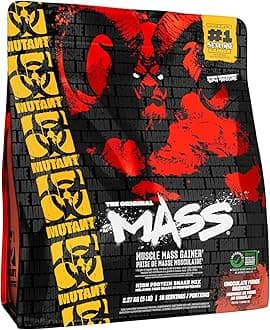 MUTANT Mass | Muscle Mass Gainer | 1100 Calories, 56g Protein, Whole Food Carbs, BCAAs, and Glutamine | Ultimate Hardcore Weight Gainer Shake | (2270g) | Chocolate Fudge Brownie
