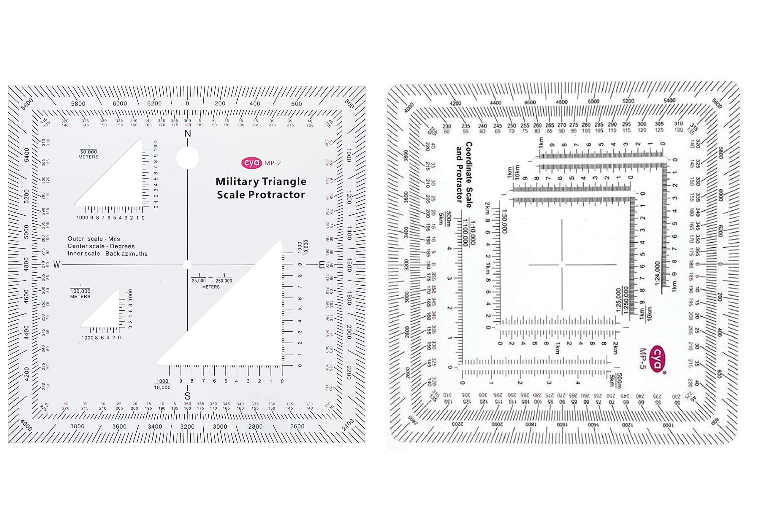 Gotical Military UTM/MGRS Coordinate Scale Map Reading and Land Navigation Topographical Map Scale, Protractor and Grid Coordinate Reader Pairs with Compass and Pace Counter Beads