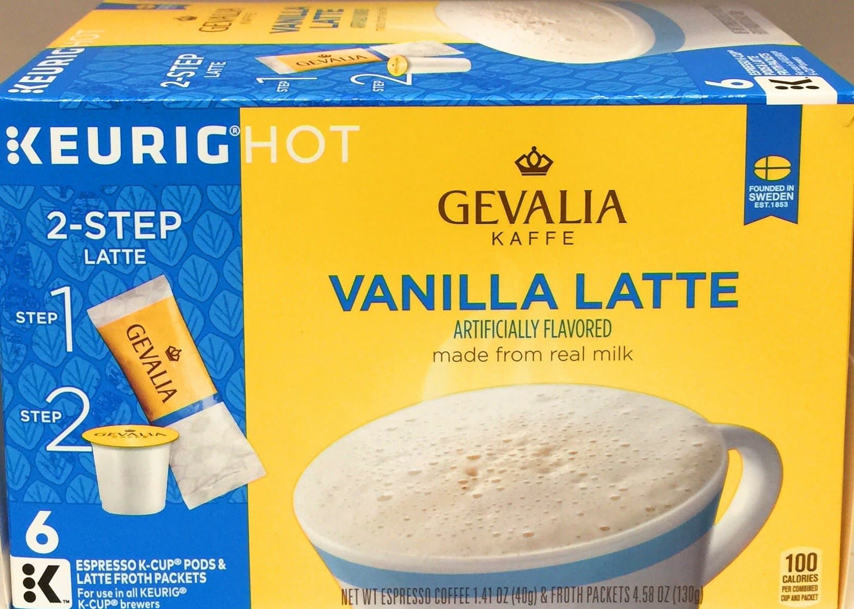 Gevalia2-Step K-Cup & Froth Packets, 6 Count, 1.41oz Box (Pack of 3) (Vanilla Latte)