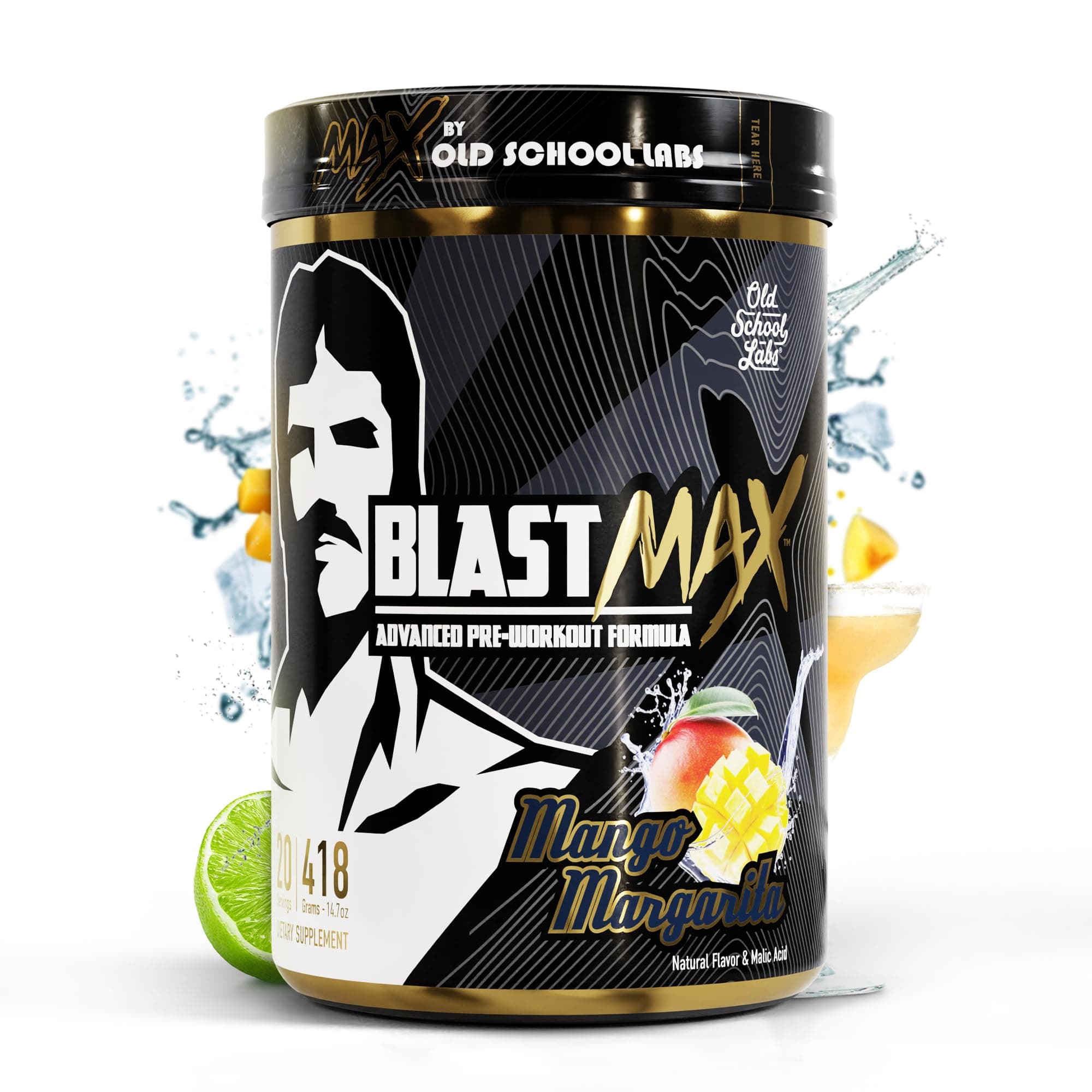 BLAST MAX – High-Stim Pre-Workout Powder – Highly Acclaimed Fully Stacked Pre Workout Energy Drink for Max Endurance, Max Pumps, Max Focus, and Max Power – Sugar-Free Mango Margarita Flavor – 418g