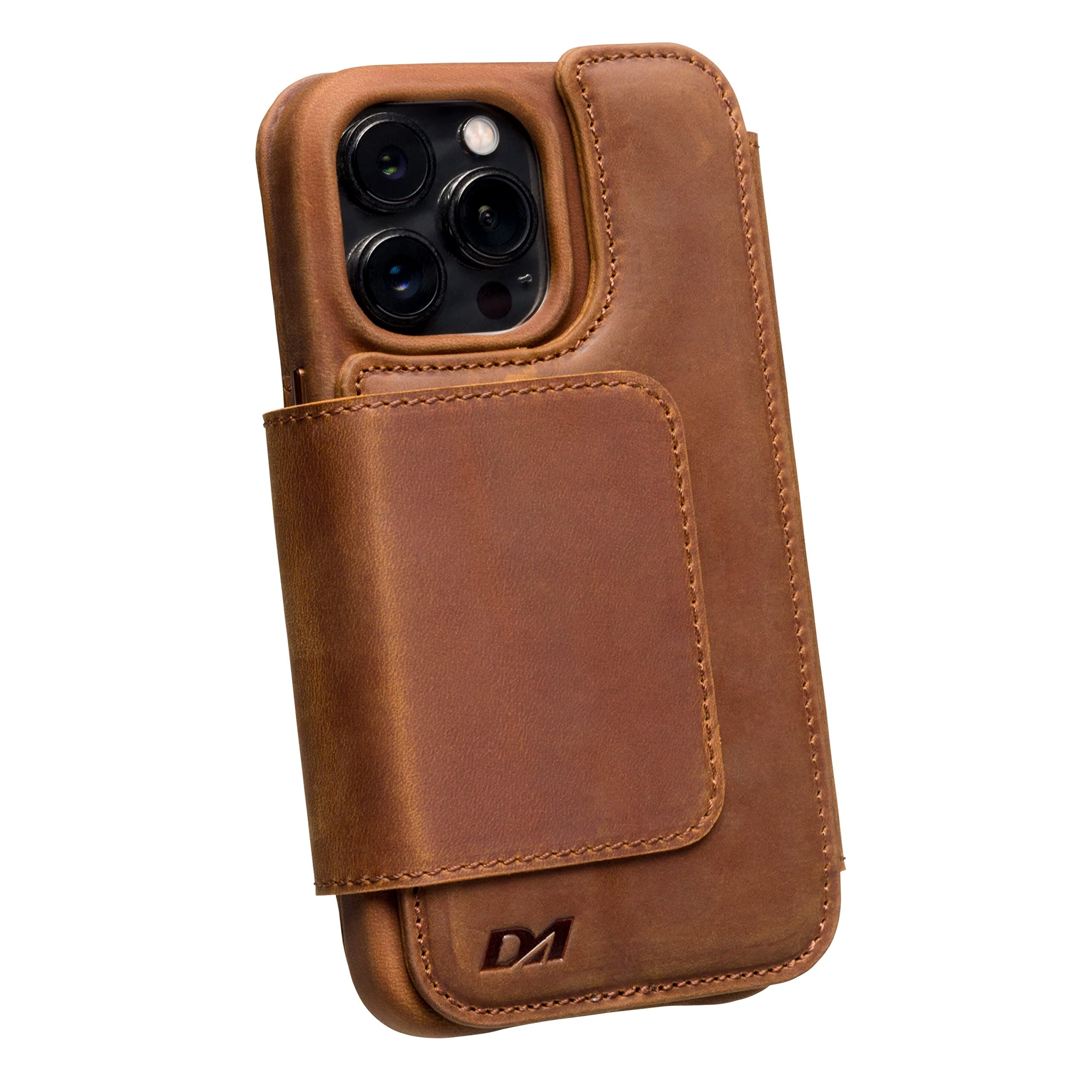 DOC ARTISAN Classic V5 iPhone 14 Leather Wallet Case with Detachable Magnetic Phone Case | Compatible with MagSafe and All Wireless Charging Accessories (Brown, 14)
