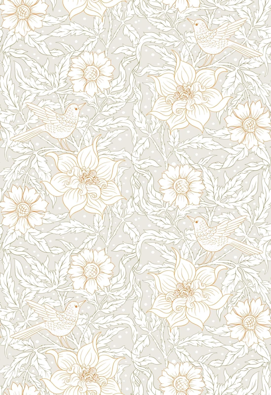 Wallpaper Sticker, Floral Pattern, Width 17.3 inches (44 cm) x Length 32.8 ft (10 m), Removable, Stylish, Scandinavia, Self-adhesive, DIY Wallpaper Sheet, Rental, Waterproof