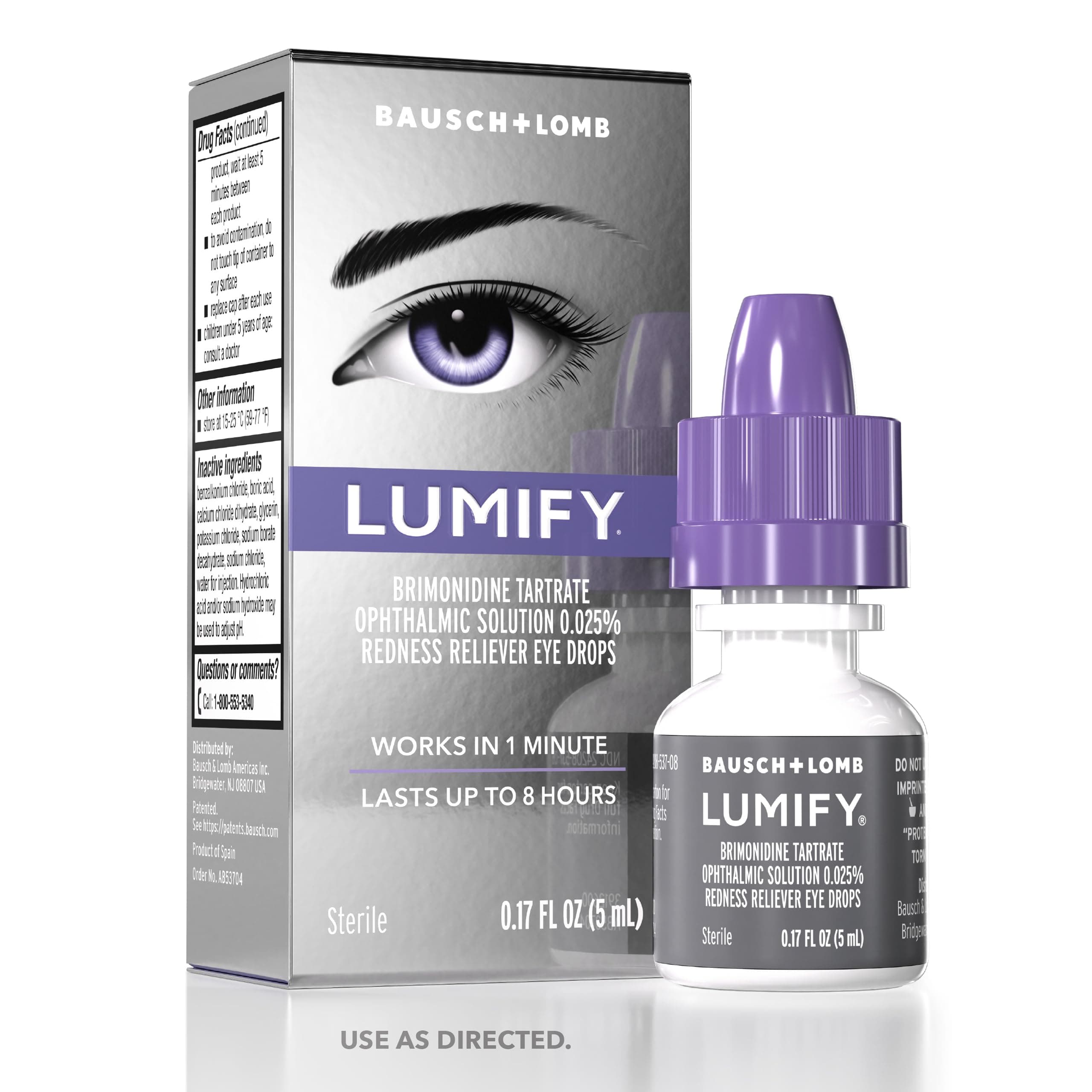 LUMIFY Eye Drops for Red Eyes, Redness Reliever for Brighter Looking Eyes, Works in 1 Minute & Lasts Up to 8 Hours, Eye Drops, 0.17 Fl Oz (5 mL)