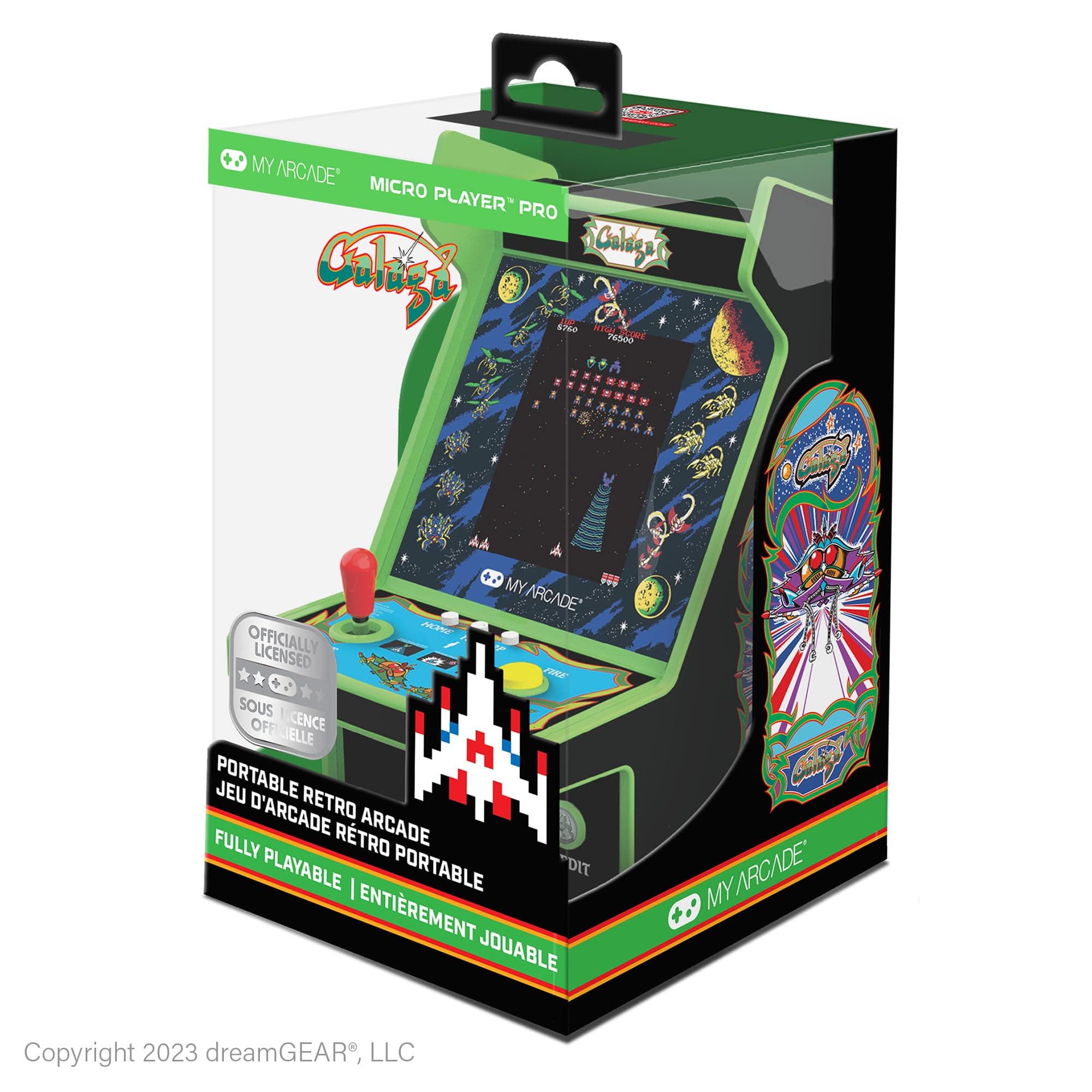 My Arcade Galaga Micro Player Pro: 2 Games in 1, Mini Arcade Machine, Fully Playable, 6.75 Inch Collectible, Color Display