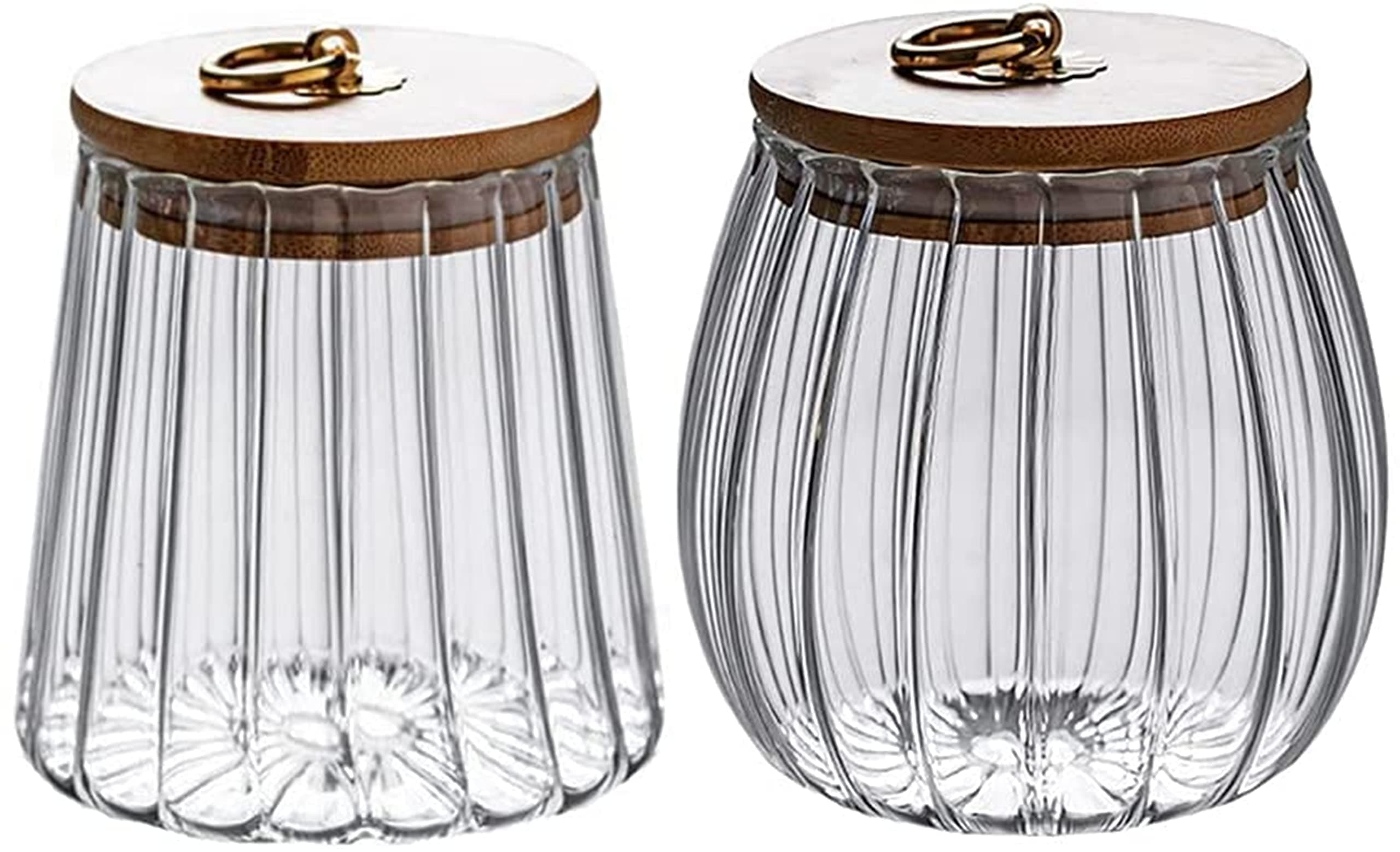 ANSQU 2-Pack Sugar Containers with Bamboo Lids, 23.7oz Sugar Bowl Coffee Canister Glass Food Storage Jars Candy Jar, Decorative Jars for Coffee Bar Accessories