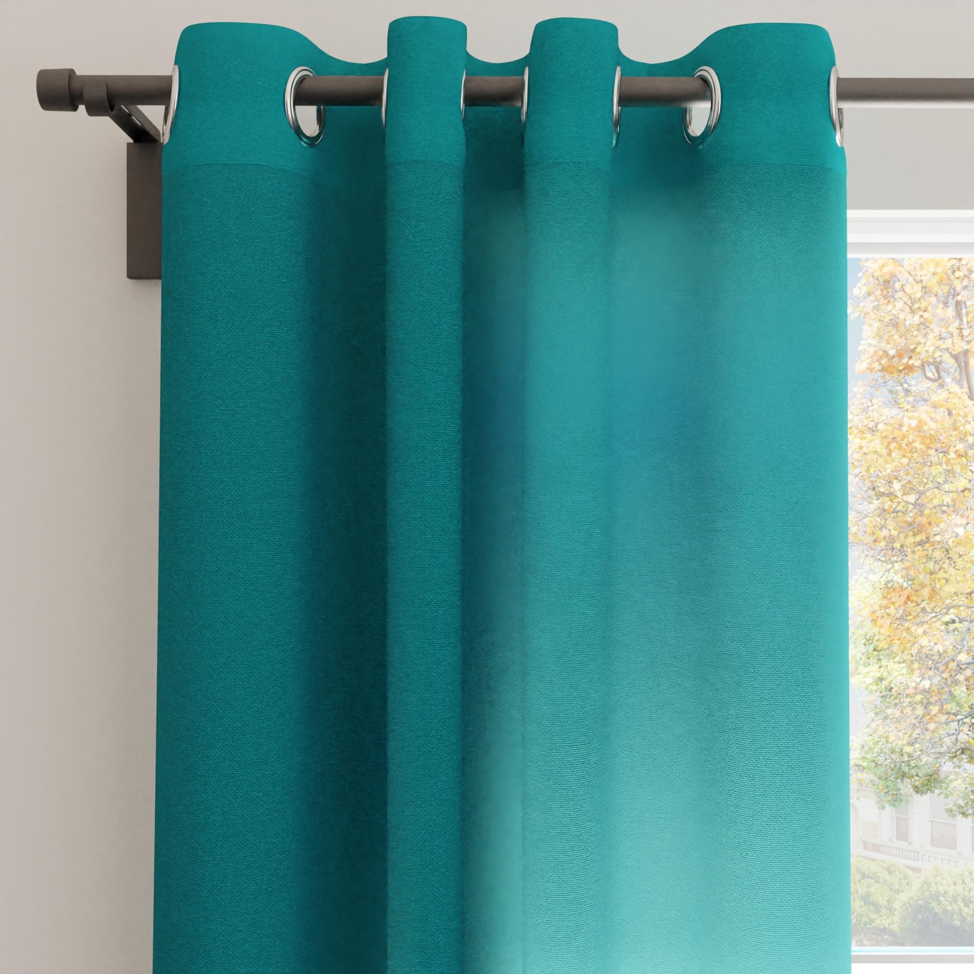 Encasa XO Window Curtain Plain Colour - Azul Blue - 1 Panel of (5 ft Long), Light Weight Pure Cotton Canvas, Light-Filtering Non-Blackout, for Living Room, Bedroom (Set of 1)
