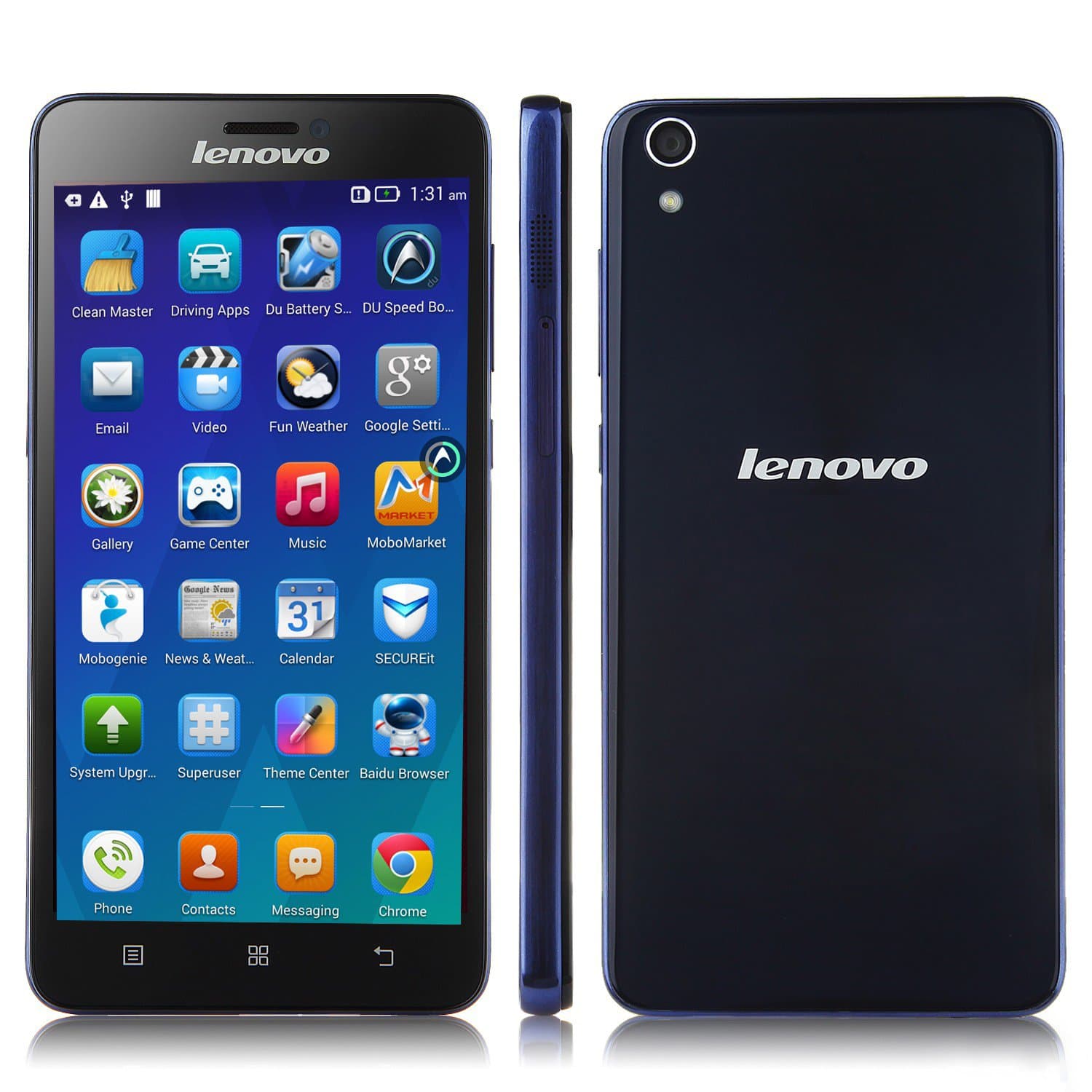 Lenovo S850 Smartphone Android 4.4 Glass Shell 5.0 Inch HD Gorilla Glass 16GB (Blue)