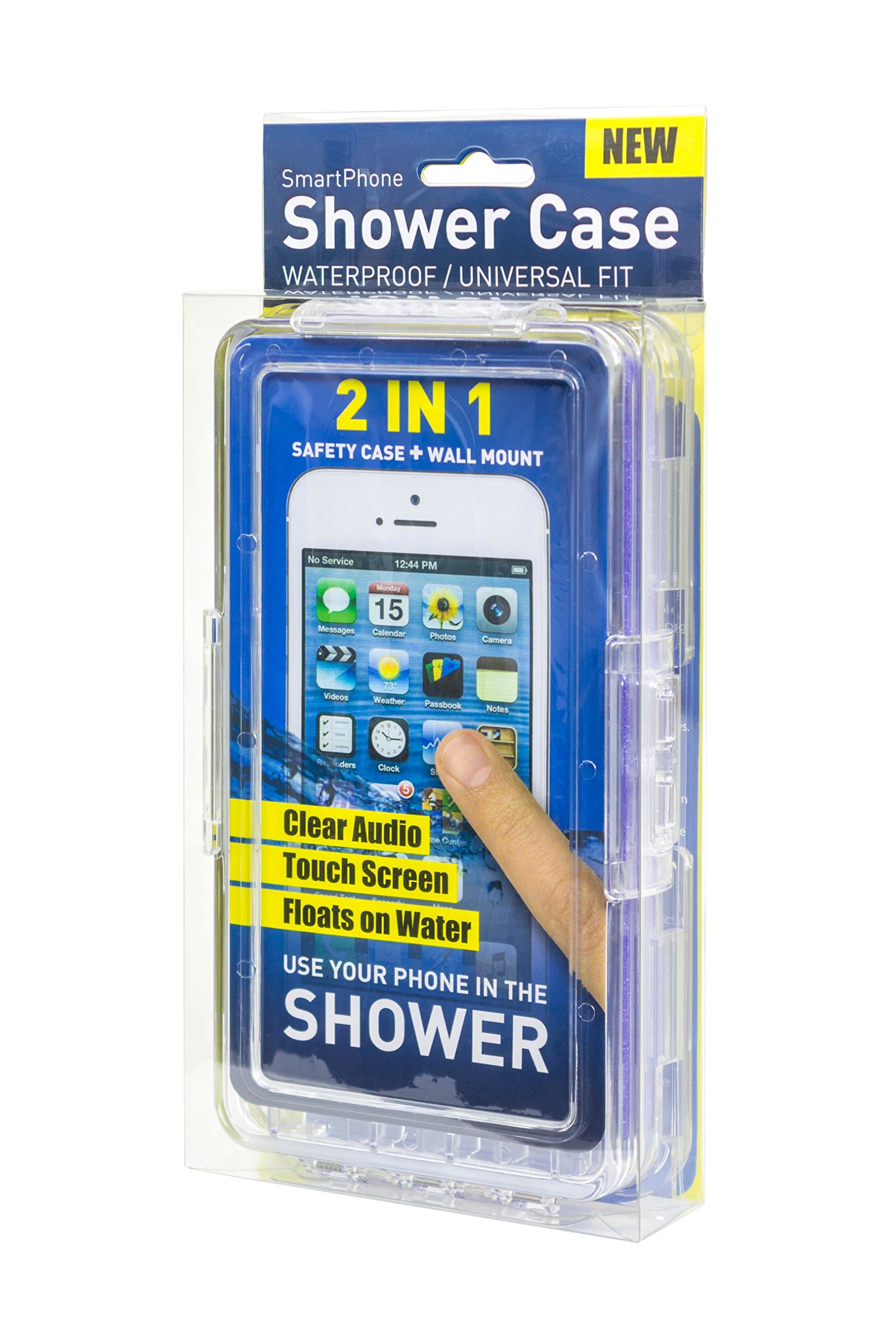 Shower Case: Universal Waterproof Phone Case & Wall Dock (Full Touchscreen Use, Clear Audio, Waterproof, Floats) Mounts Straight onto Your Shower Wall, Protective Durable Smartphone Case