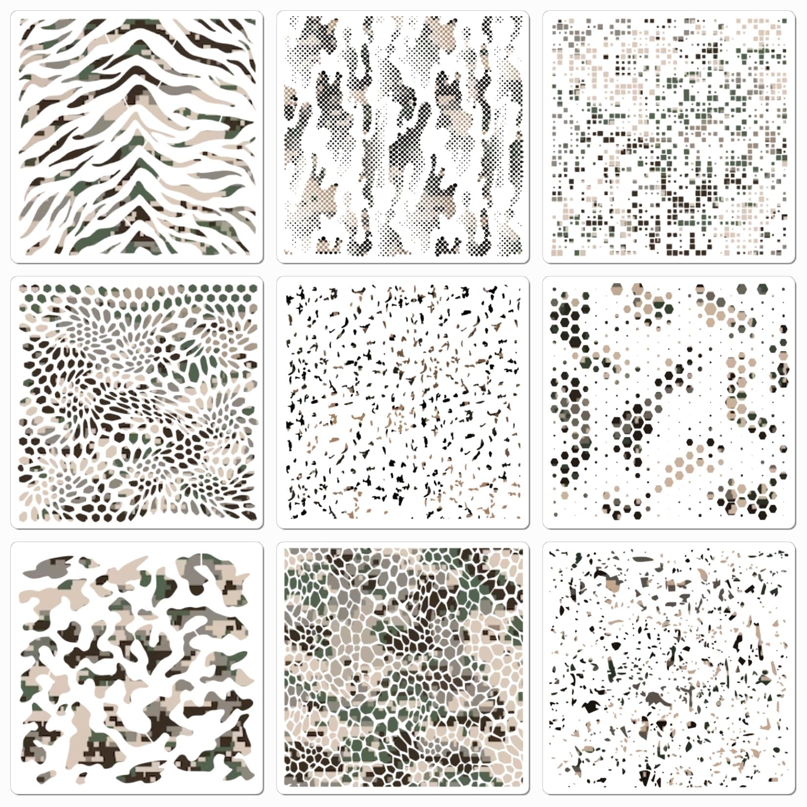 9 Pieces Camo Stencils for Spray Paint