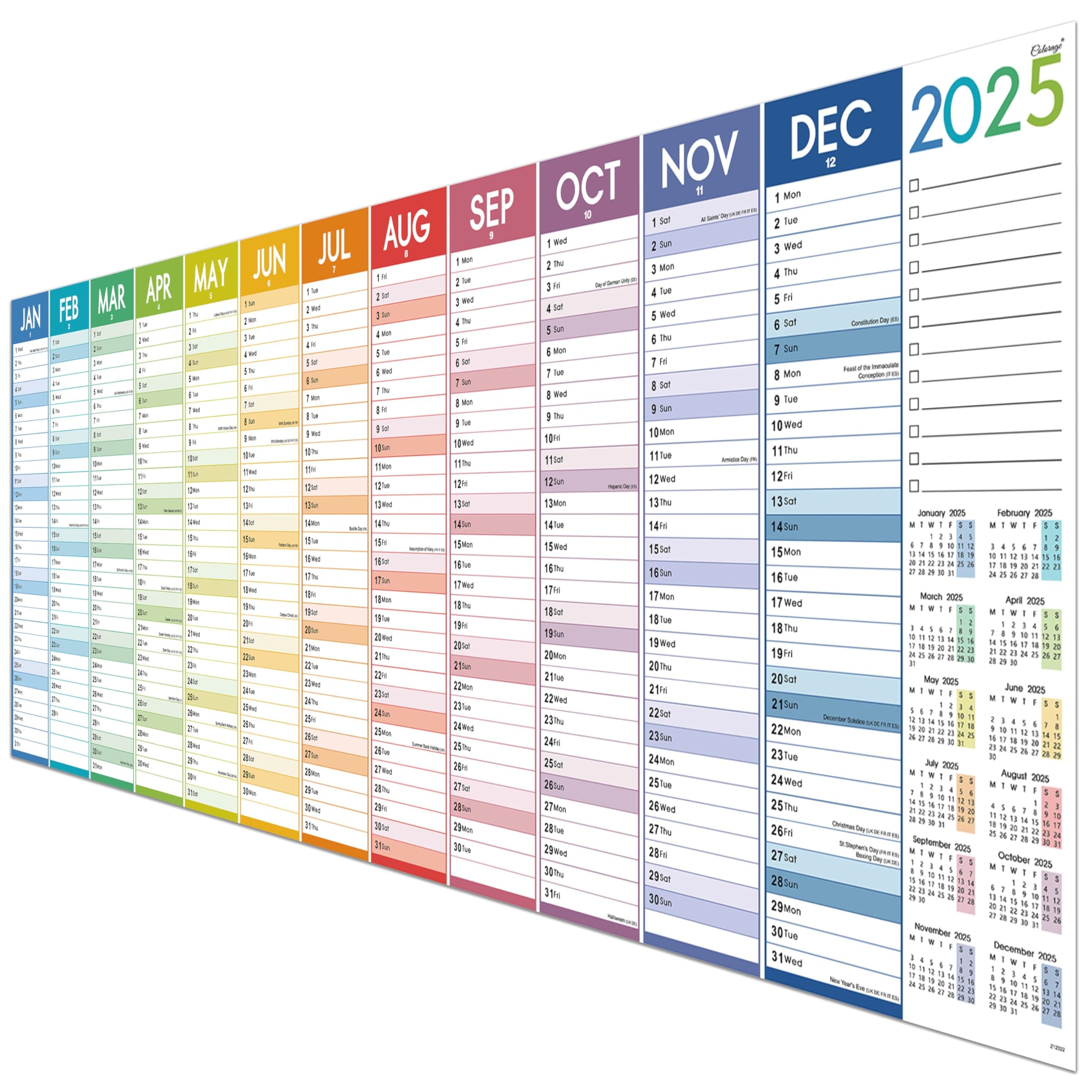 2026 Wall Planner - Wall planner 2026 Large with Thick Paper, January 2026 - December 2026 Wall Calendar, 47.5" x 16.5", XXXLarge, Gradient Colorful