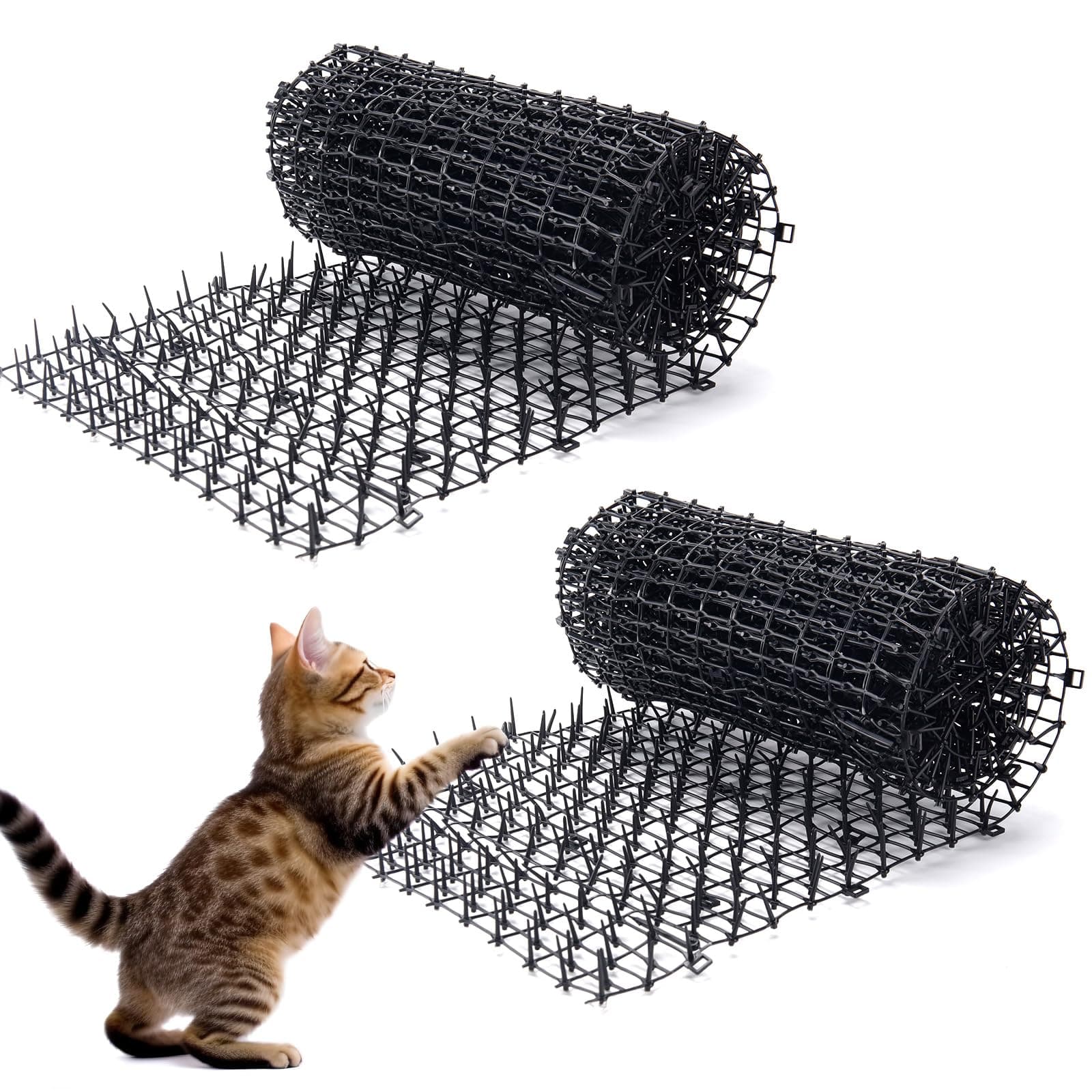 2 Pack 6.5ft Cat Scat Mat with Soft Spikes, 13ft Humane Indoor/Outdoor Cat Deterrent Strips for Garden Borders, Countertops & Furniture, 78" x 11" Each