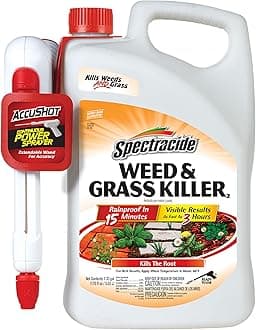 Spectracide Weed & Grass Killer, 1.33 Gallons, With AccuShot Continuous Power Sprayer Kills Broadleaf Weeds and Grasses Down to the Root, Rainproof in 15 Minutes with Visible Results in 3 Hours