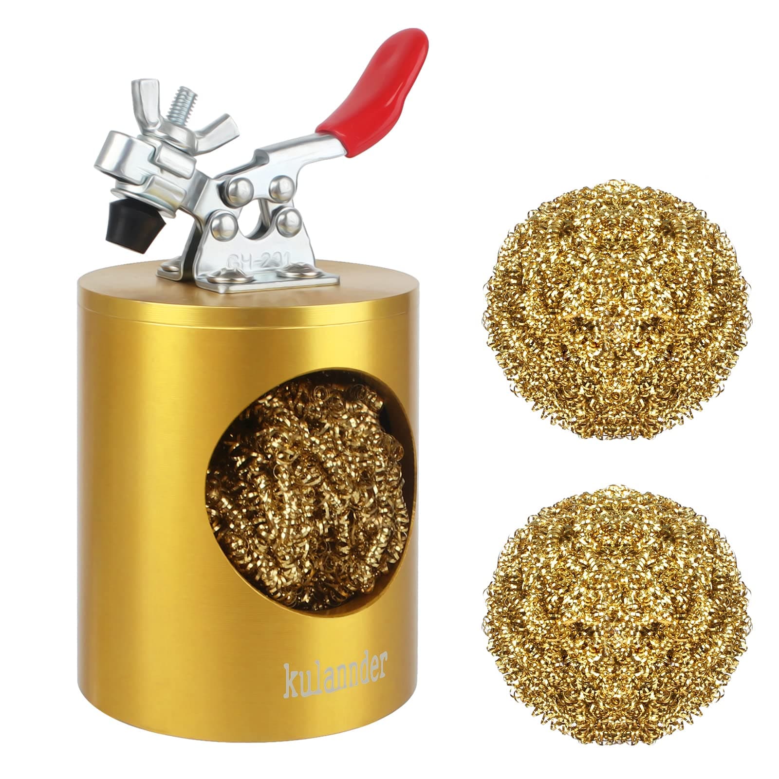 Soldering Iron Tip Cleaner, Brass Tip Cleaner Kit Solder Tip Cleaning Wire and Holder Station with Helping Hands Soldering Tool PCB Holder for Cleaning Soldering Irons and Tips