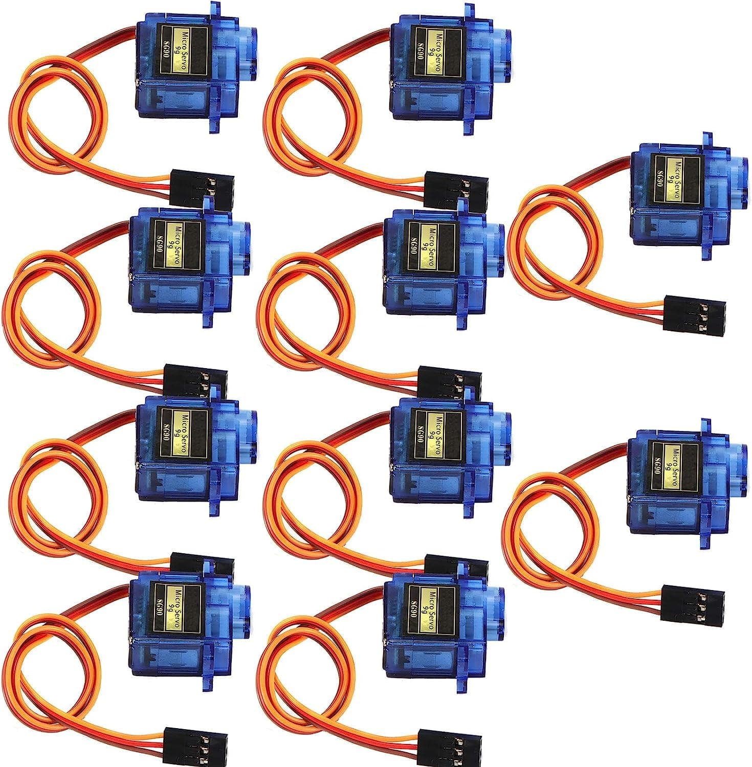 10pcs SG90 Micro Servo, Premium Quality Durable 9G Servo Motor with Cable, Mini Micro Motor Servos Model Making, Helicopter Airplane Boat Car Remote Control Accessories (Blue)