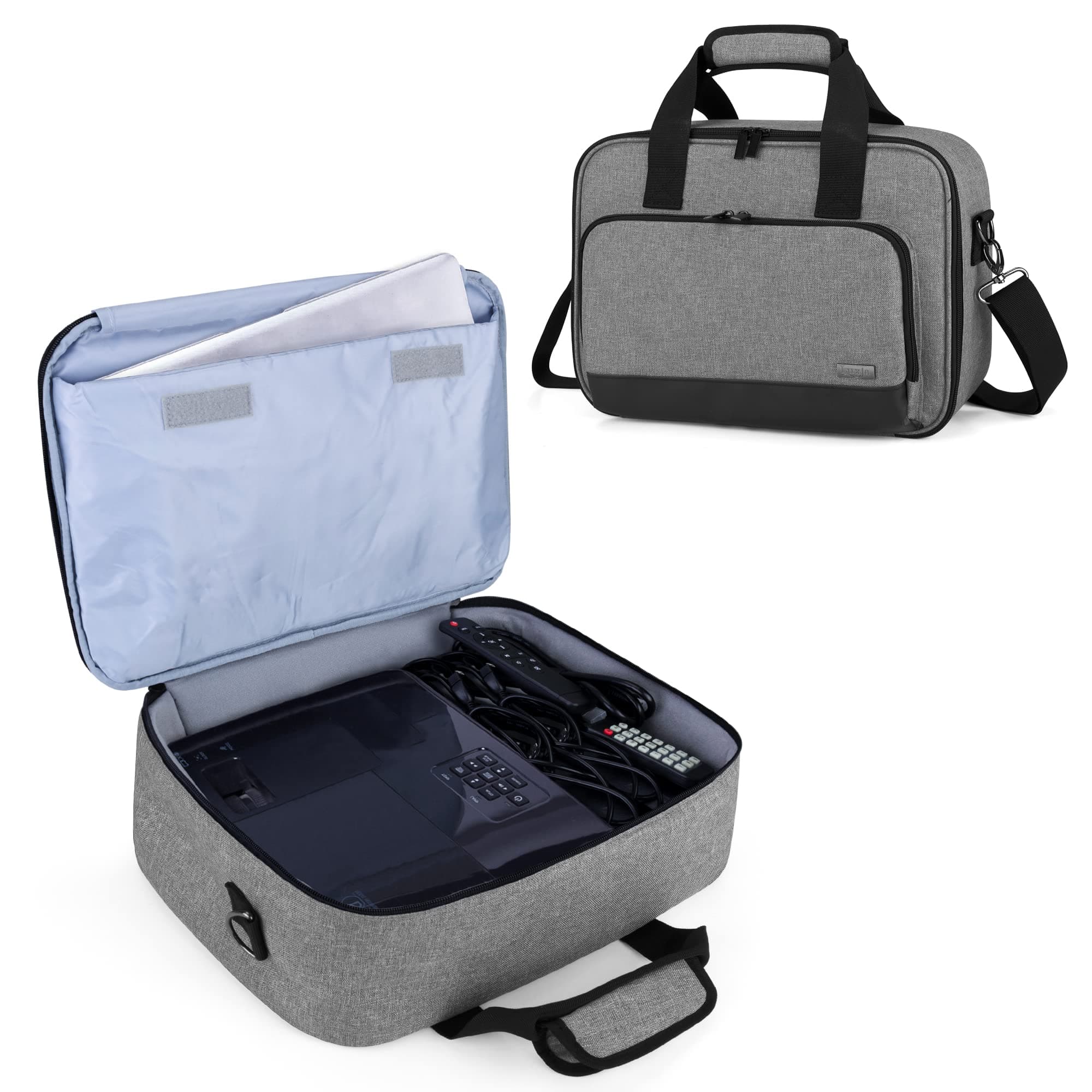 LUXJA Projector Case, Projector Bag with Protective Laptop Sleeve, Projector Carrying Case with Accessories Pockets, Large(16 x 11.5 x 5.75 Inches), Gray