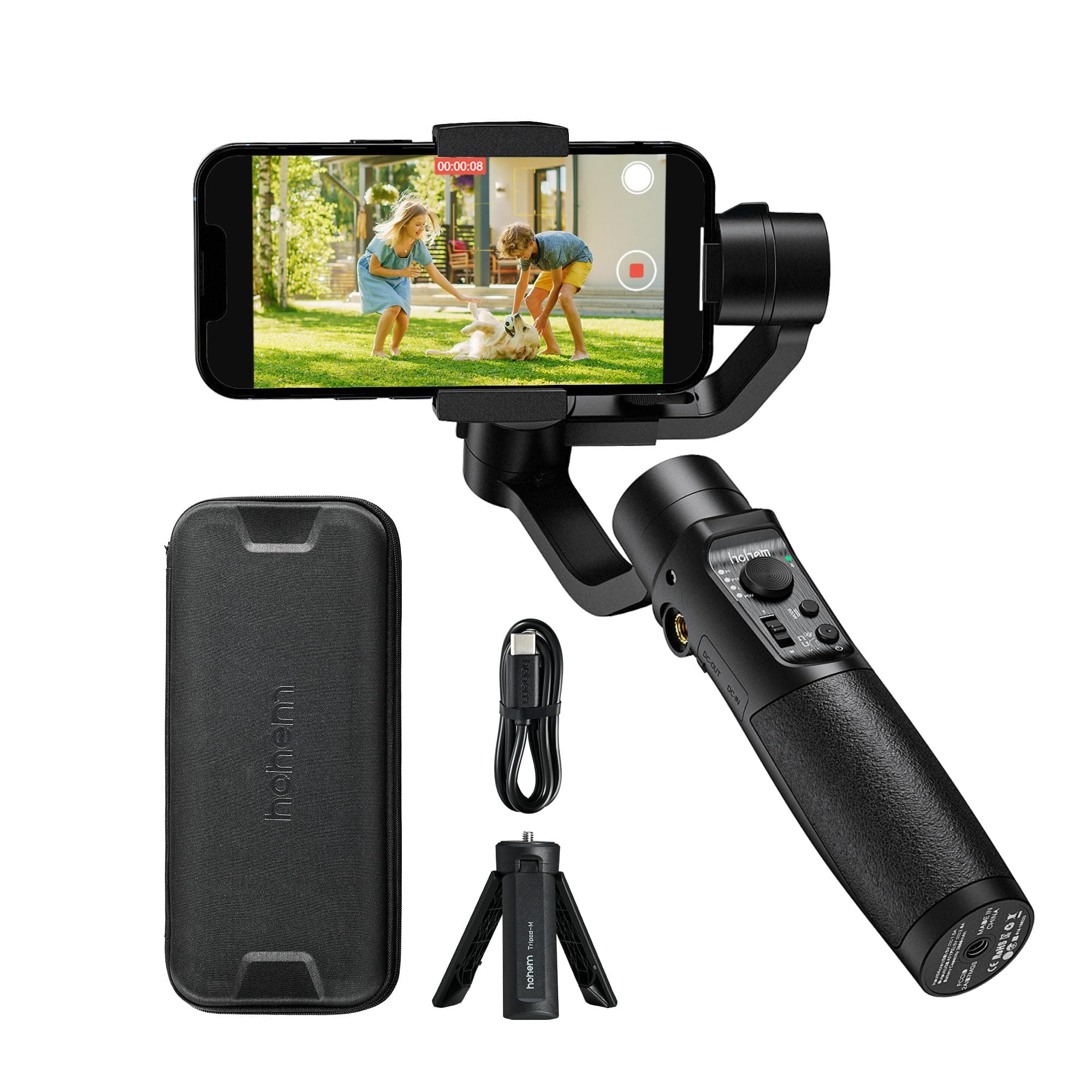 hohem Gimbal Stabilizer for Smartphone -3-Axis Phone Gimbal for Android and iPhone 13,12,11 PRO MAX, Stabilizer for Video Recording with Face/Object Tracking, 600 °Auto Rotation - iSteady Mobile Plus