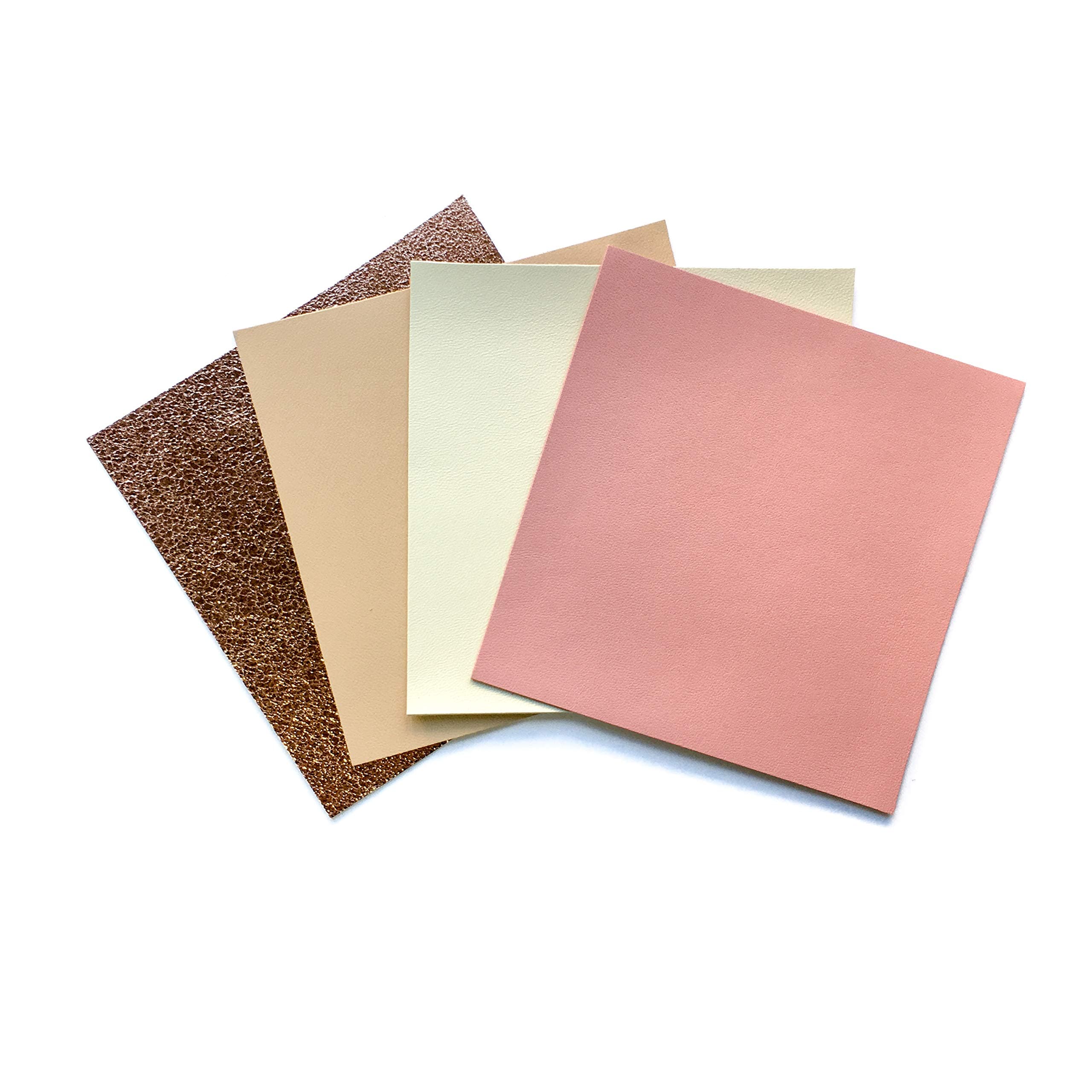 Beige Rose Gold Leather Sheets: 4 Leather Sheets for Crafts 5x5In/ 12x12cm