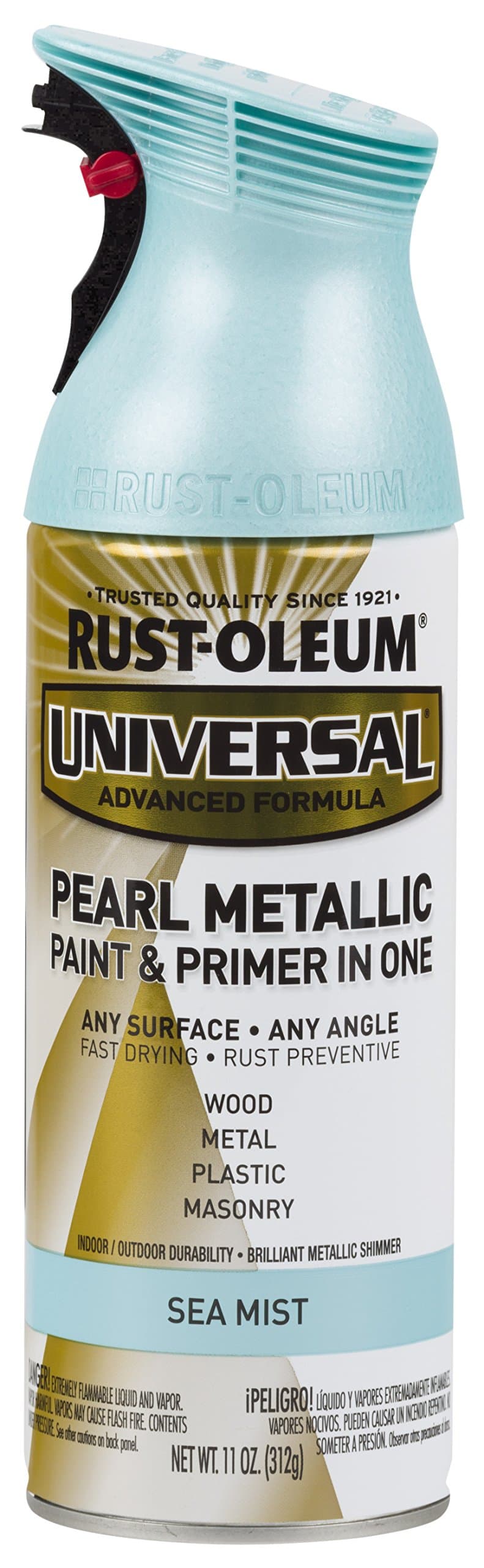 Rust-Oleum 301551 Universal All Surface Spray Paint 11 Oz, Pearl Metallic Sea Green Mist, Pearl Sea/Blue
