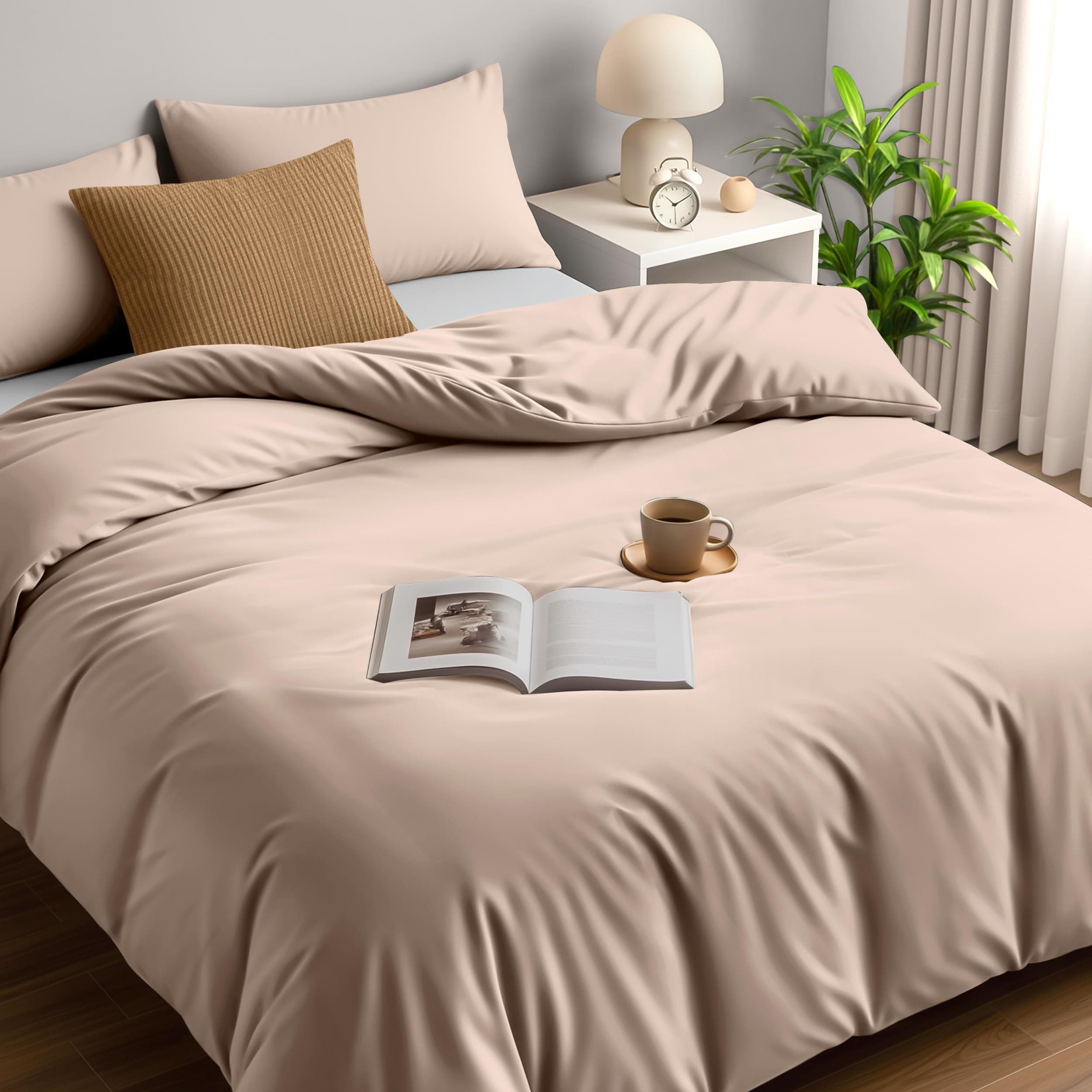 Utopia Bedding King Size Duvet Cover - Soft Microfibre Polyester Duvet Cover Sets with Pillow cases - Bedding Quilt Cover Set (Beige)
