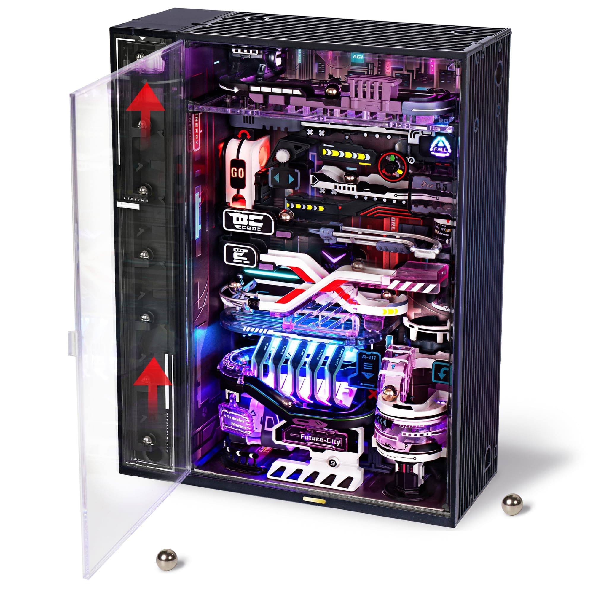 3D Puzzles Electric Marble Run Model Kits, Building Sets, 3D Puzzles for Adults, Birthday Gifts, Parallel World-The Future City（MR02S）