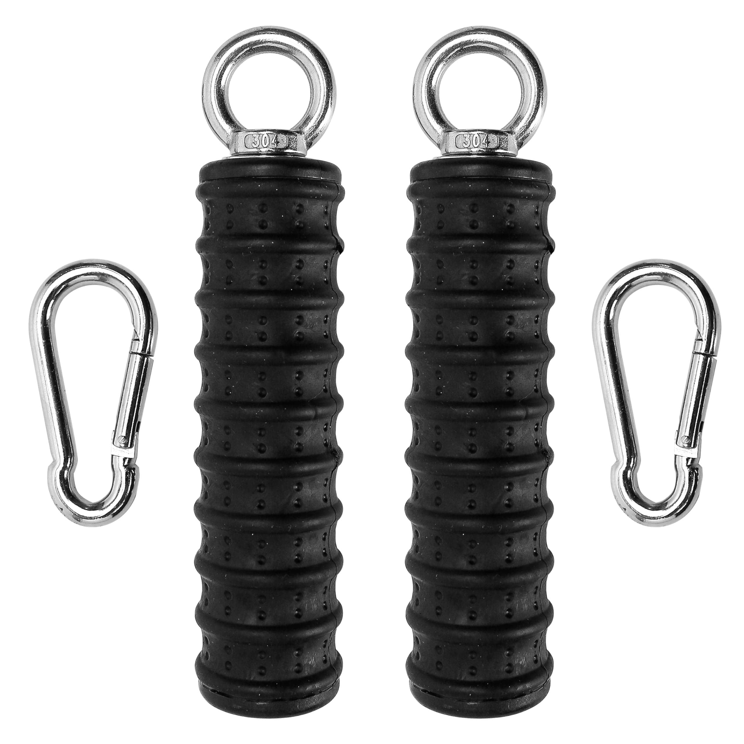 BuleVina 2PCS Gym Handle Grips Triceps, Pull Up Down Hand Single Grip for Cable Machine Attachment for Arm Strength (Black, 2 Carabiners Included)