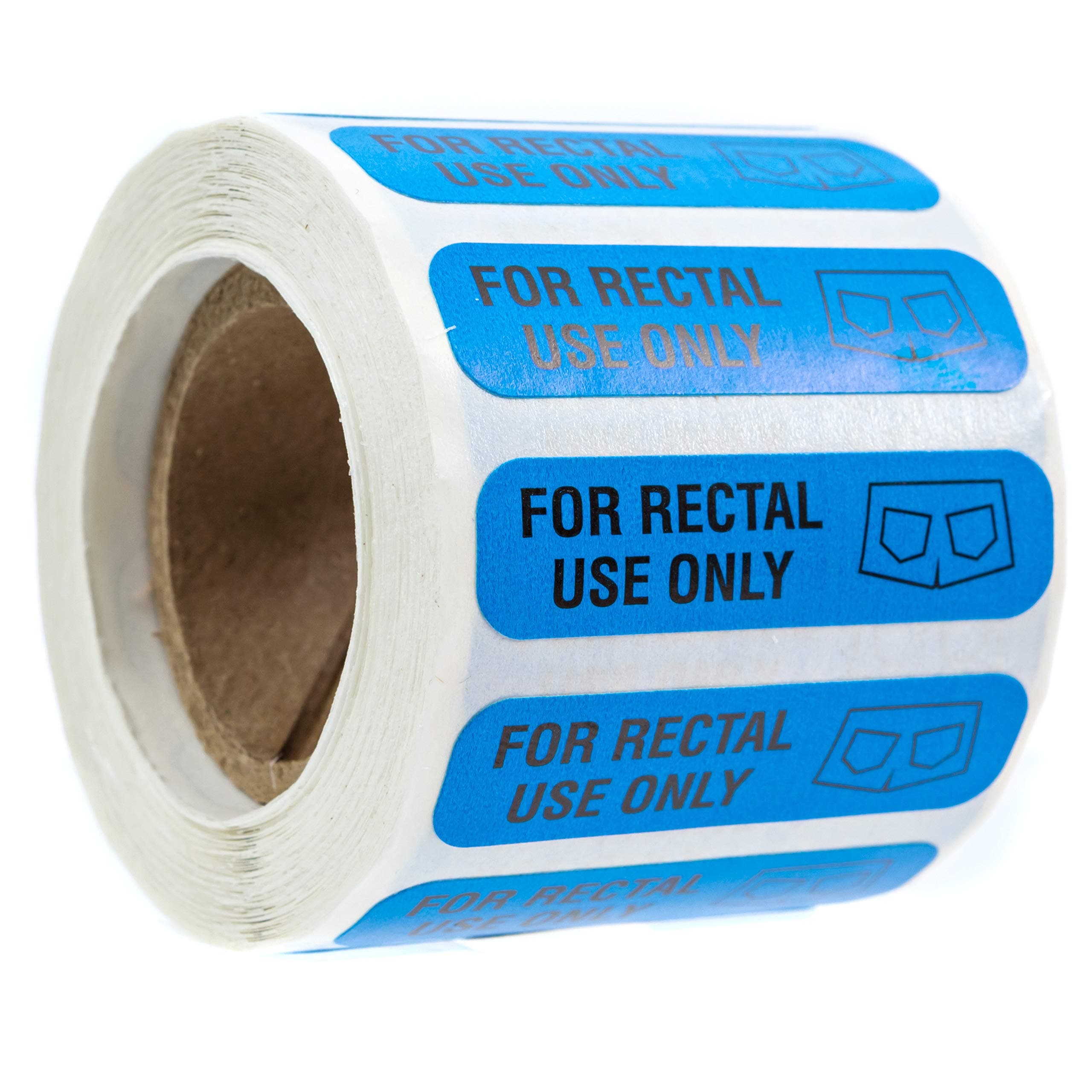 Blue for Rectal Use Only Stickers / 500 Small Labels / 0.375" x 1.5" Permanent Adhesive Sticker