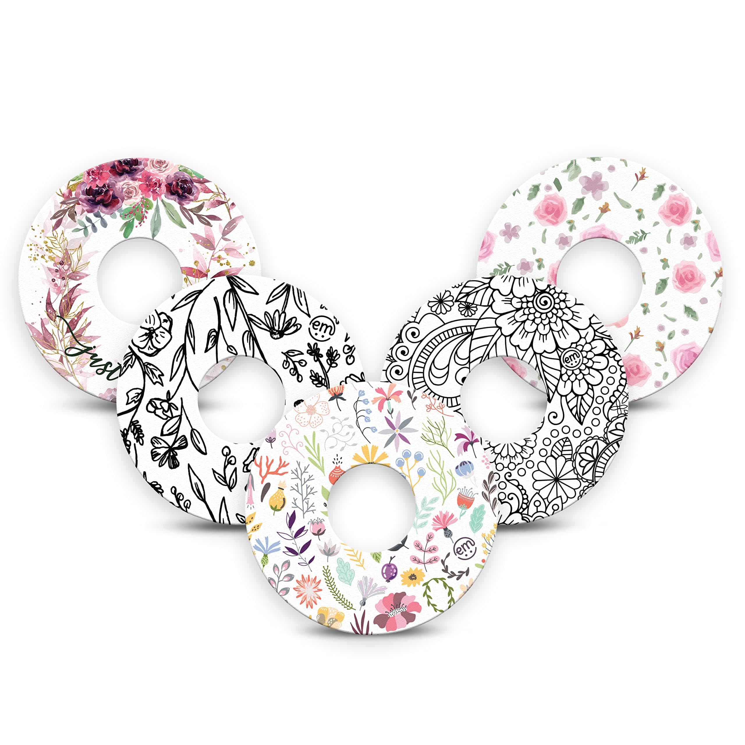 ExpressionMed - Adhesive Patches for Libre 3 & Libre 3 Plus (Pack of 5) - Made in The USA, Waterproof, Non-Fraying, Pre-Cut CGM Sensor Tapes (Spring Blooms)