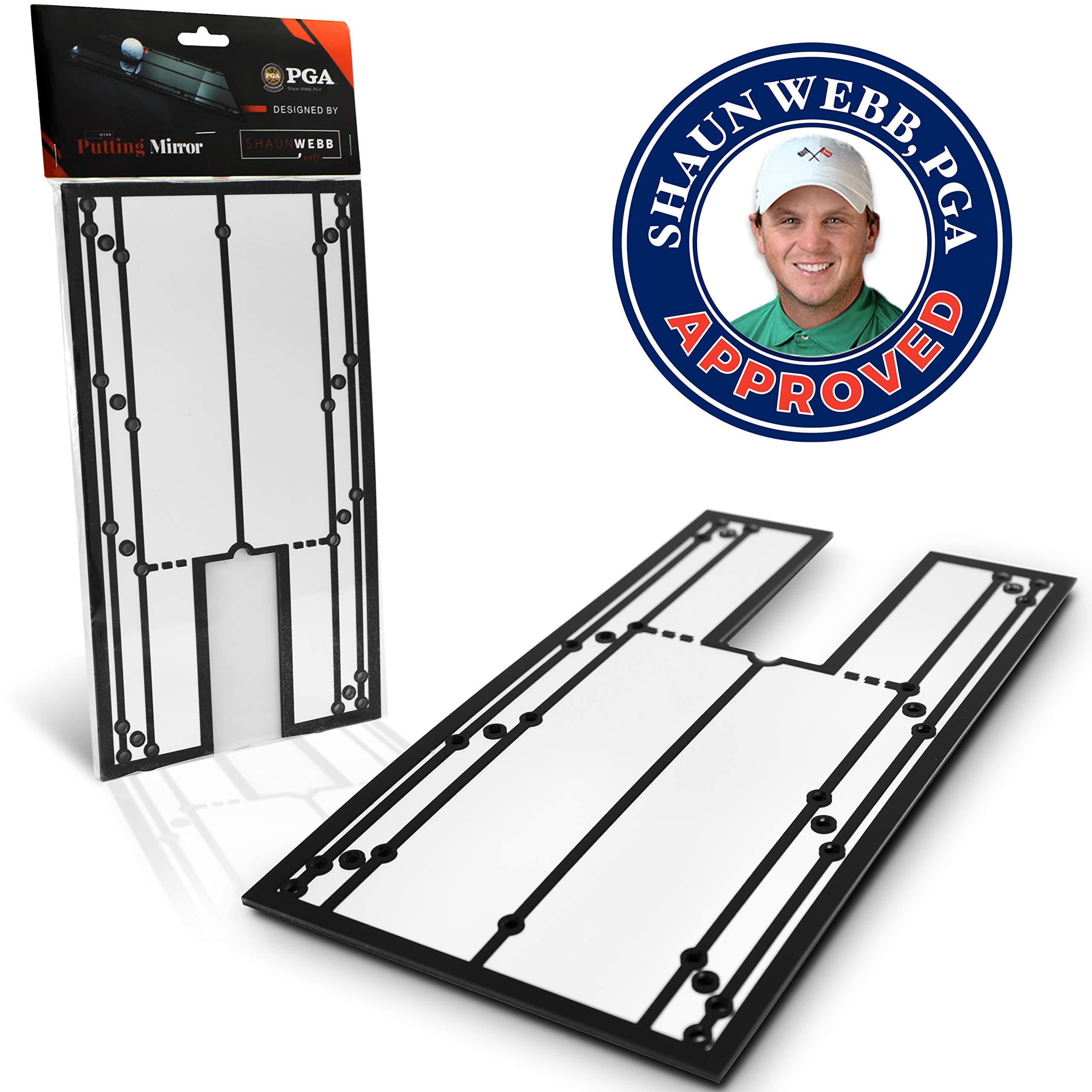 Shaun Webb's Putting Mirror 12" x 6" - Putt with Confidence and Accurately. Get Instant Feedback And Improve Your Stroke With This Portable Golf Training Aid, Alignment Golf Accessories, Swing Trainer