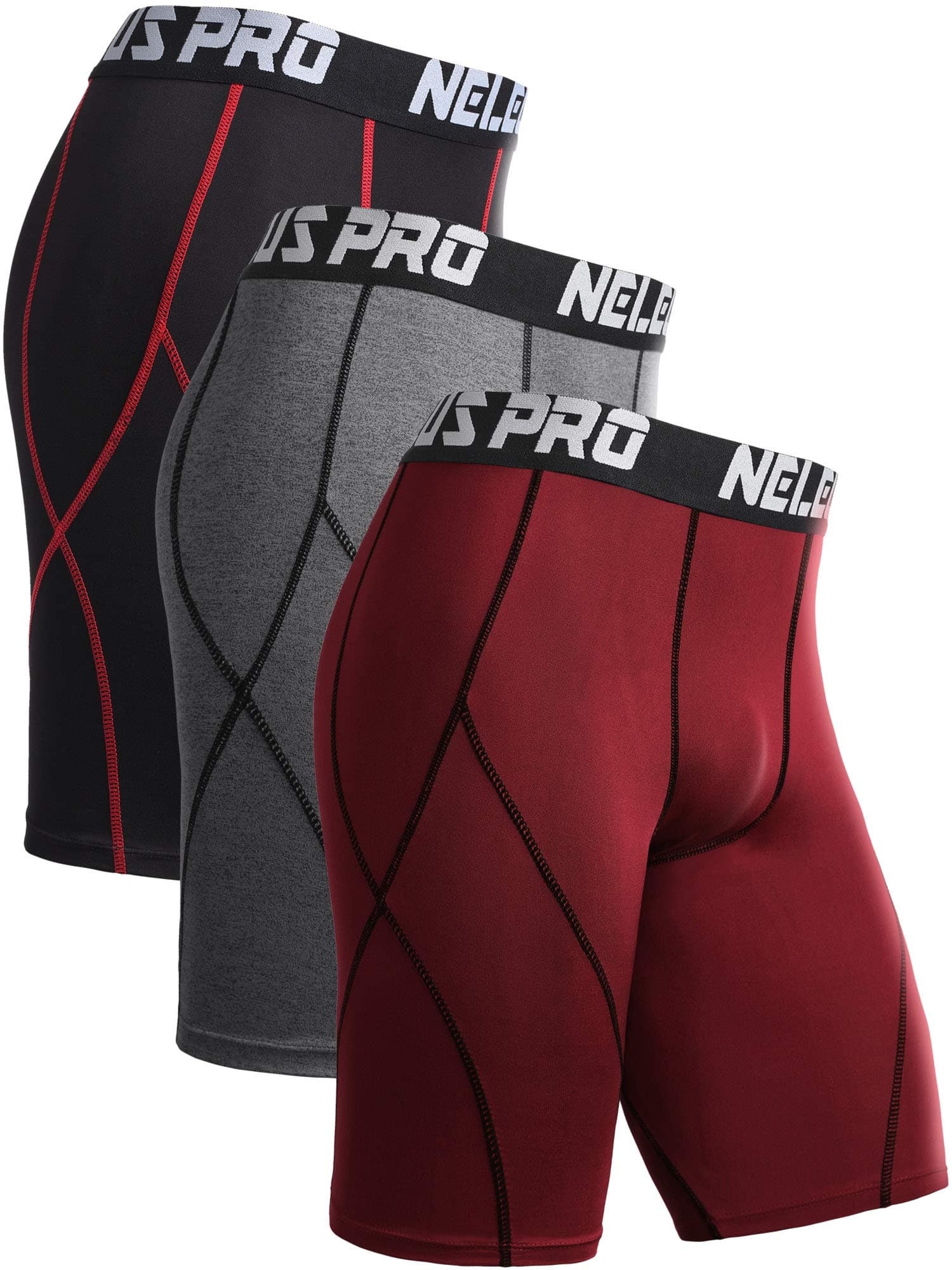NELEUSMen's Compression Shorts Pack of 3