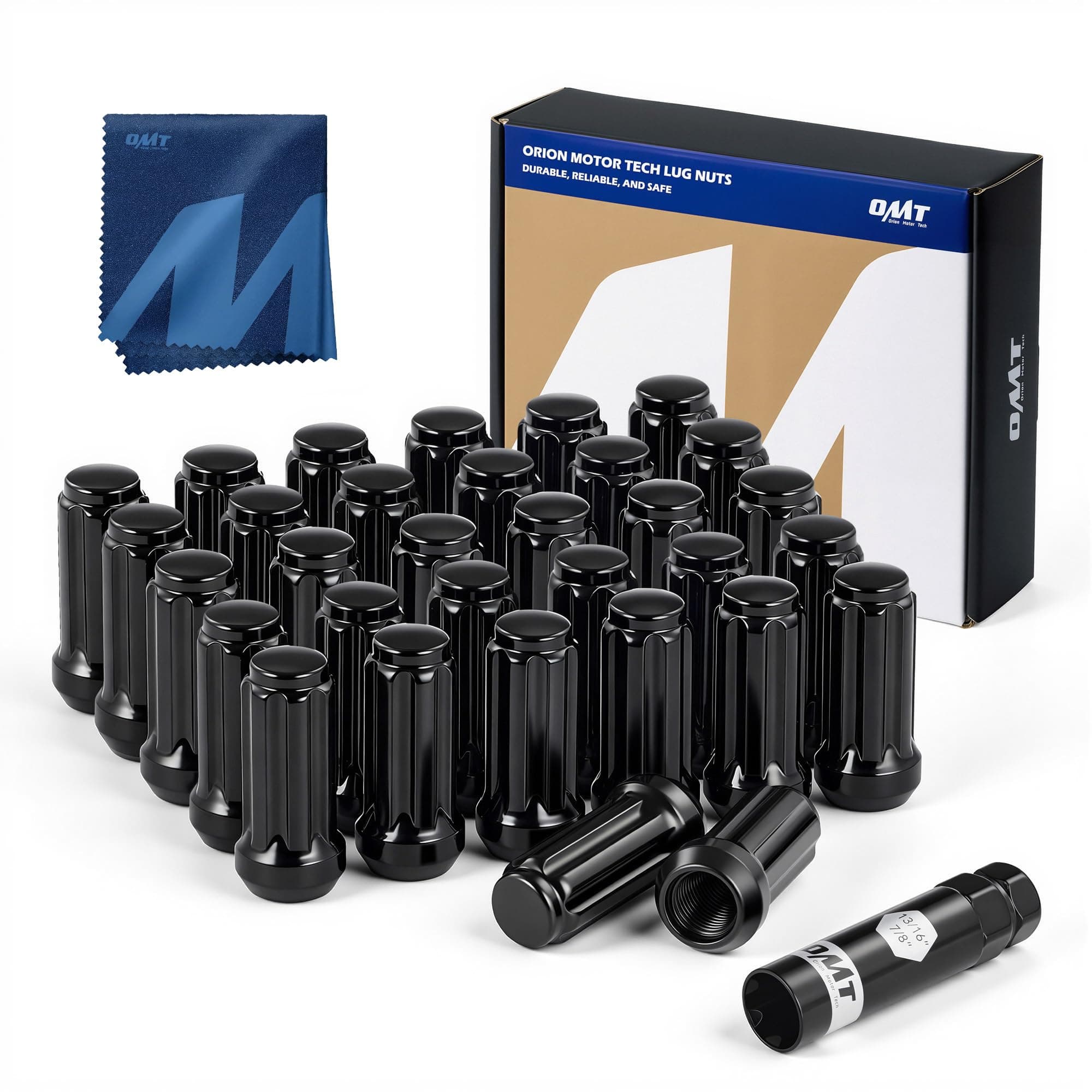 Orion Motor Tech M14x1.5 Lug Nuts with Cone Seat, Compatible with Chevy Silverado, GMC Savana Sierra, Ford F250 F350 Super Duty, Ram 2500 3500 Aftermarket Wheel, Set of 32