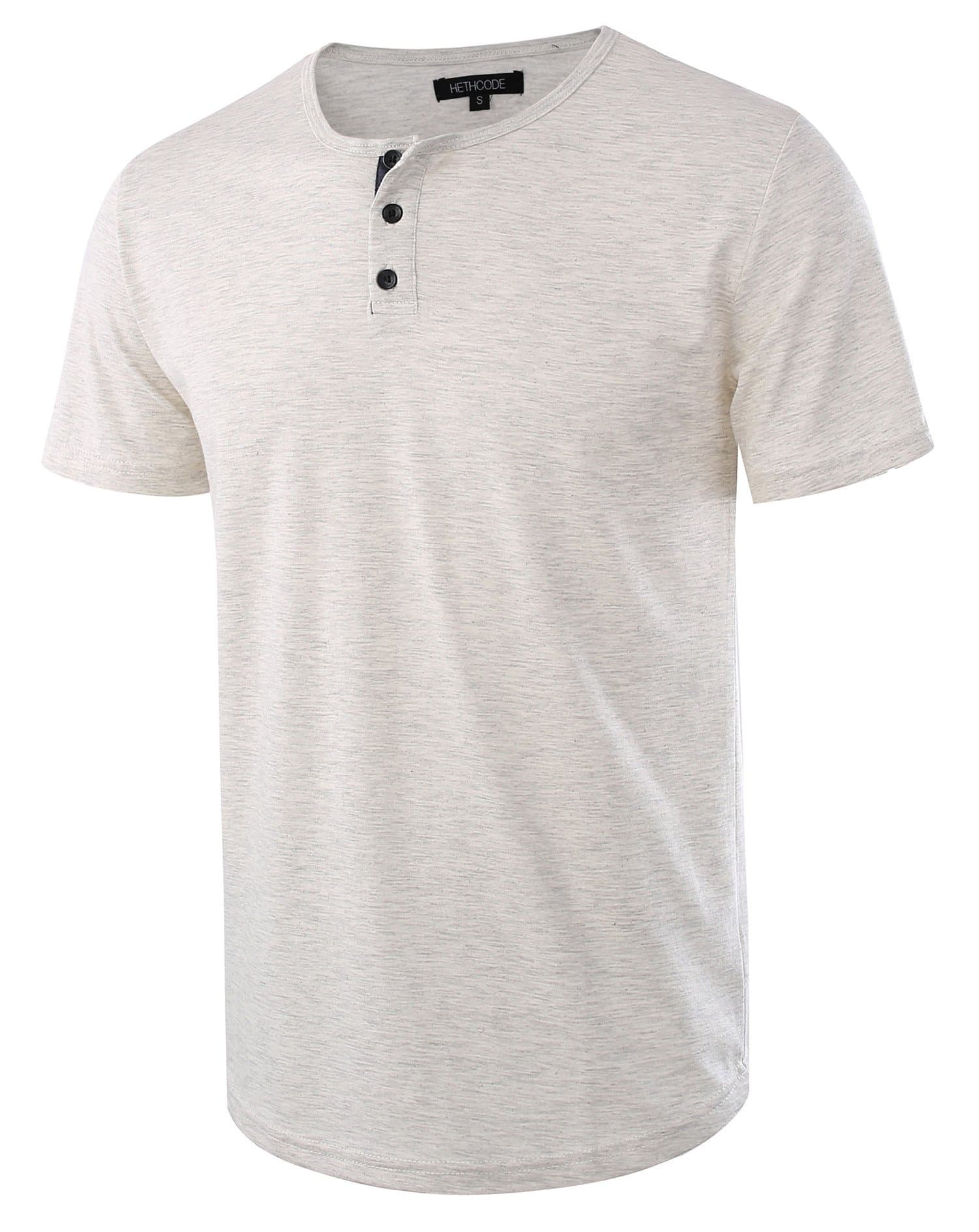 HETHCODEMen's Classic Comfort Soft Regular Fit Short Sleeve Active Sports Henley T-Shirts Tee