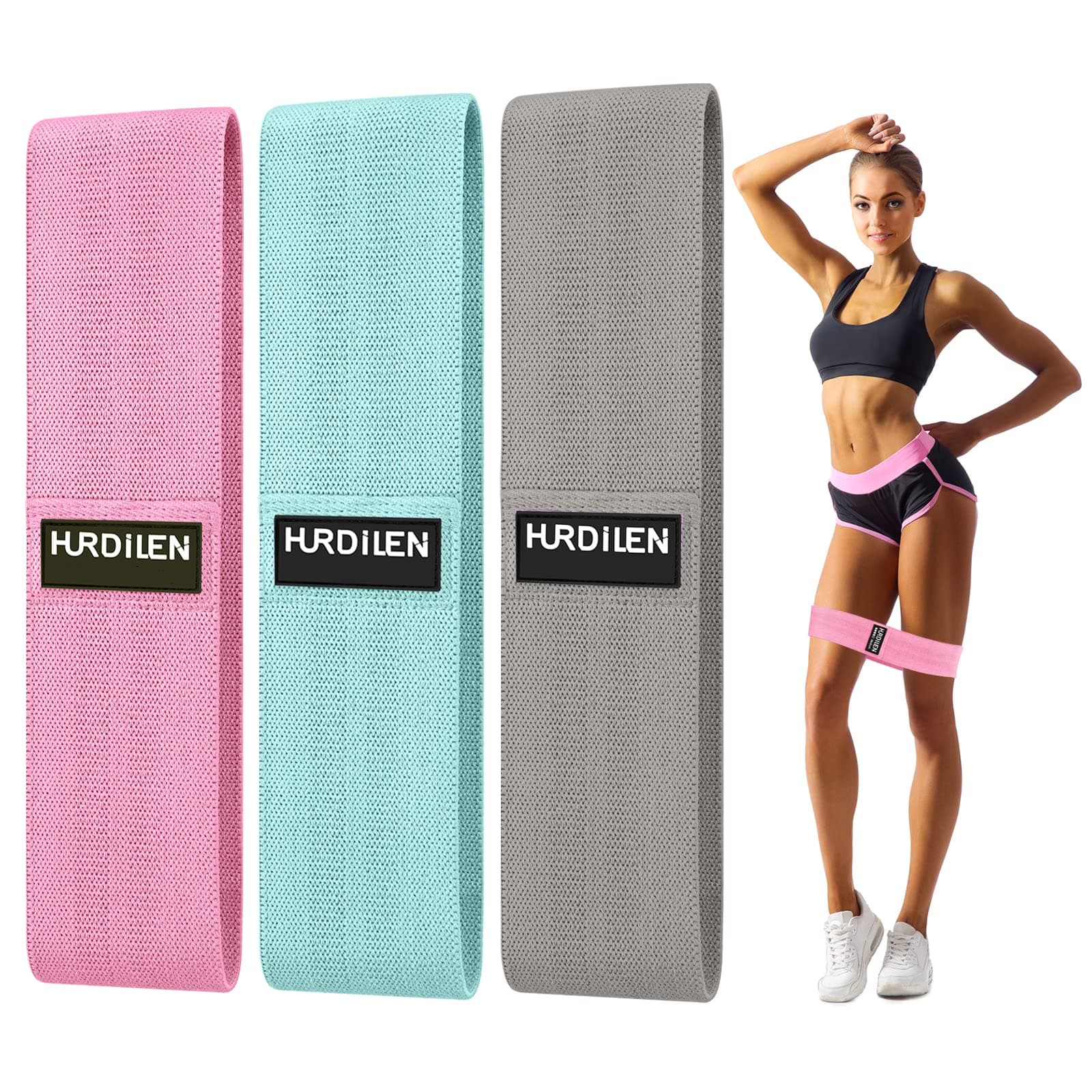 Hurdilen Resistance Bands Loop Exercise Bands ,Workout Bands Hip Bands Wide Resistance Bands Hip Resistance Band for Legs and Butt,Activate Glutes and Thigh