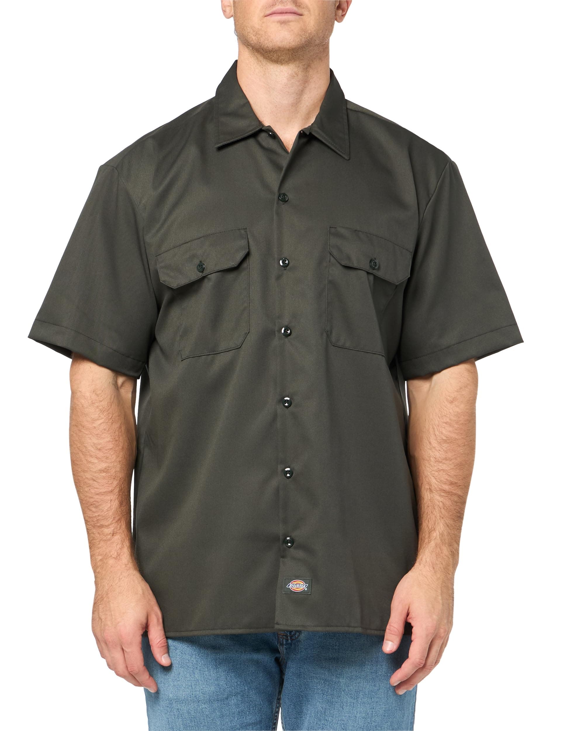Men’s Short Sleeve Work Shirt – Durable Twill Button Down Shirts for Men, Lightweight Uniform for Daily Wear