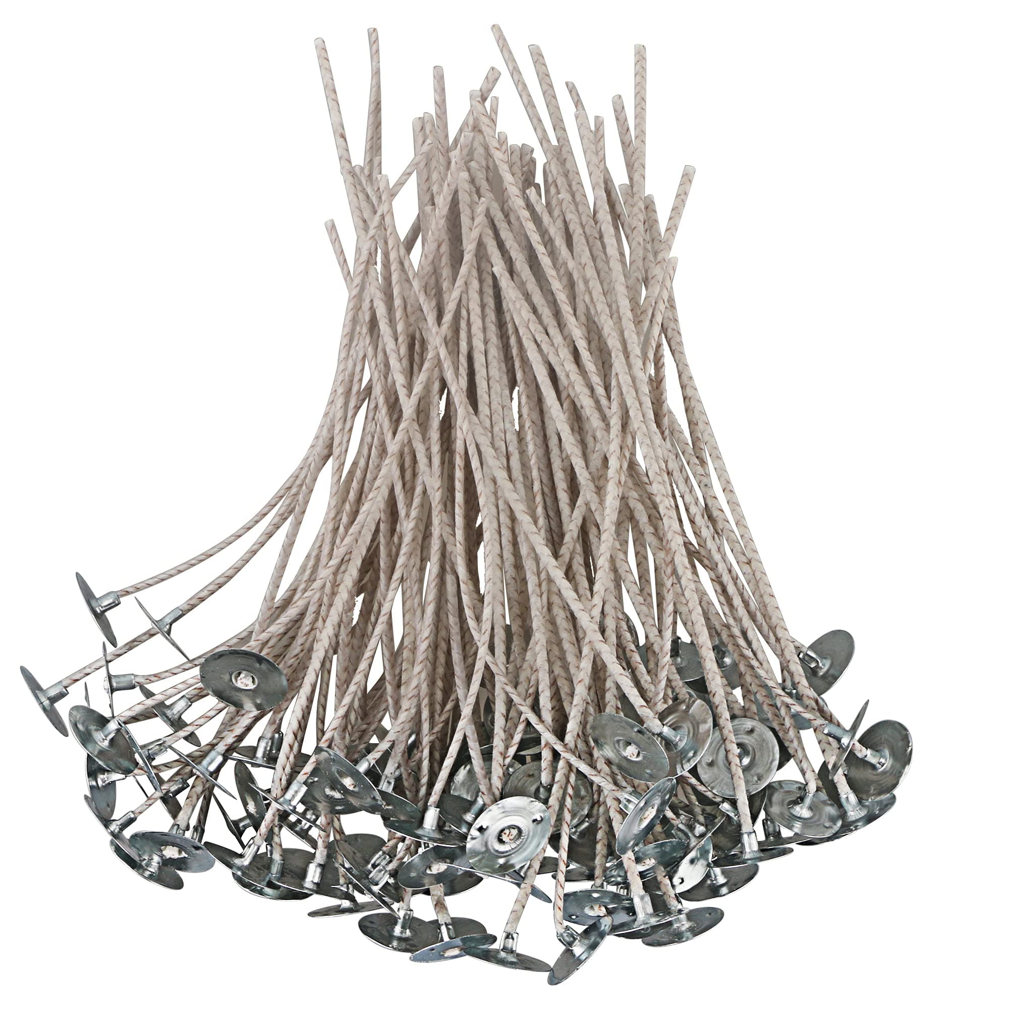 CD Series Wicks for Soy Candles - 100pcs CD 16 6" Pretabbed Cotton & Paper Wicks for Candle Making