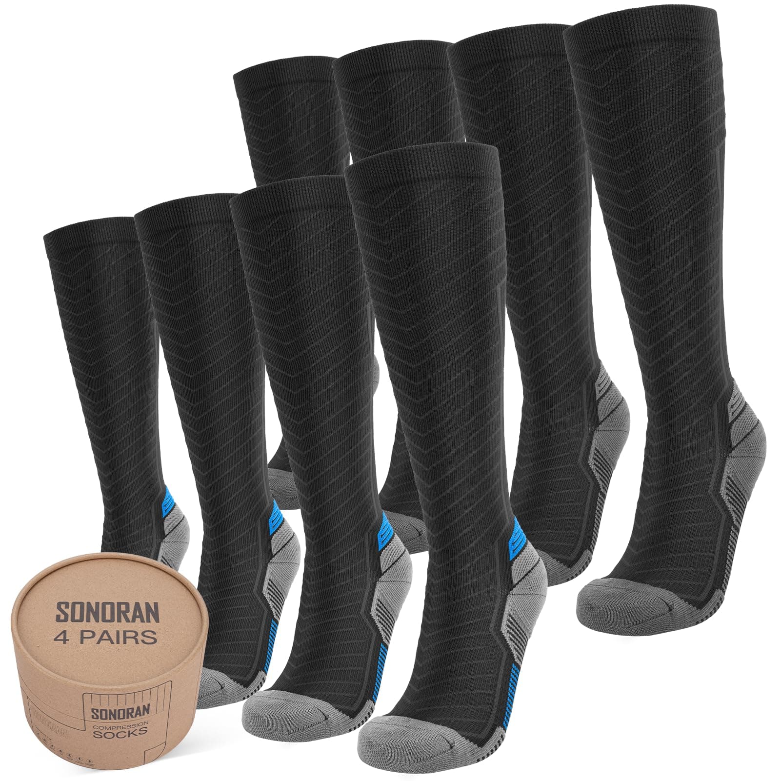 Compression Socks for Women Men 20-30 mmHg Flight Compression Stockings Knee High Support for Running Flying Sport