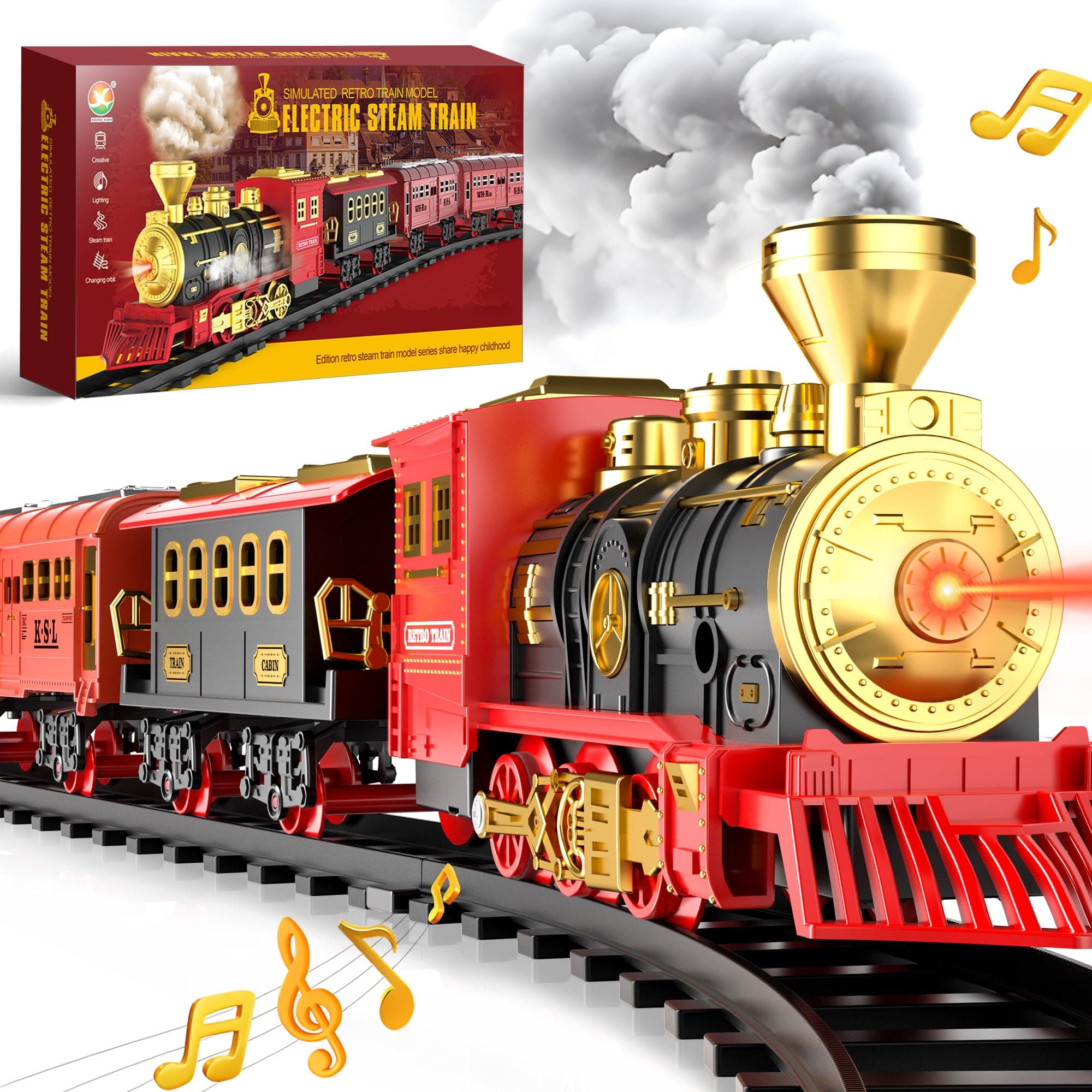 Train Set for Under The Christmas Tree - Features Smoke, Lights, and Authentic Train Sounds with 71-inch Long Track, Suitable for 3 4 5 6 7 8+ Year Old Kids Gifts