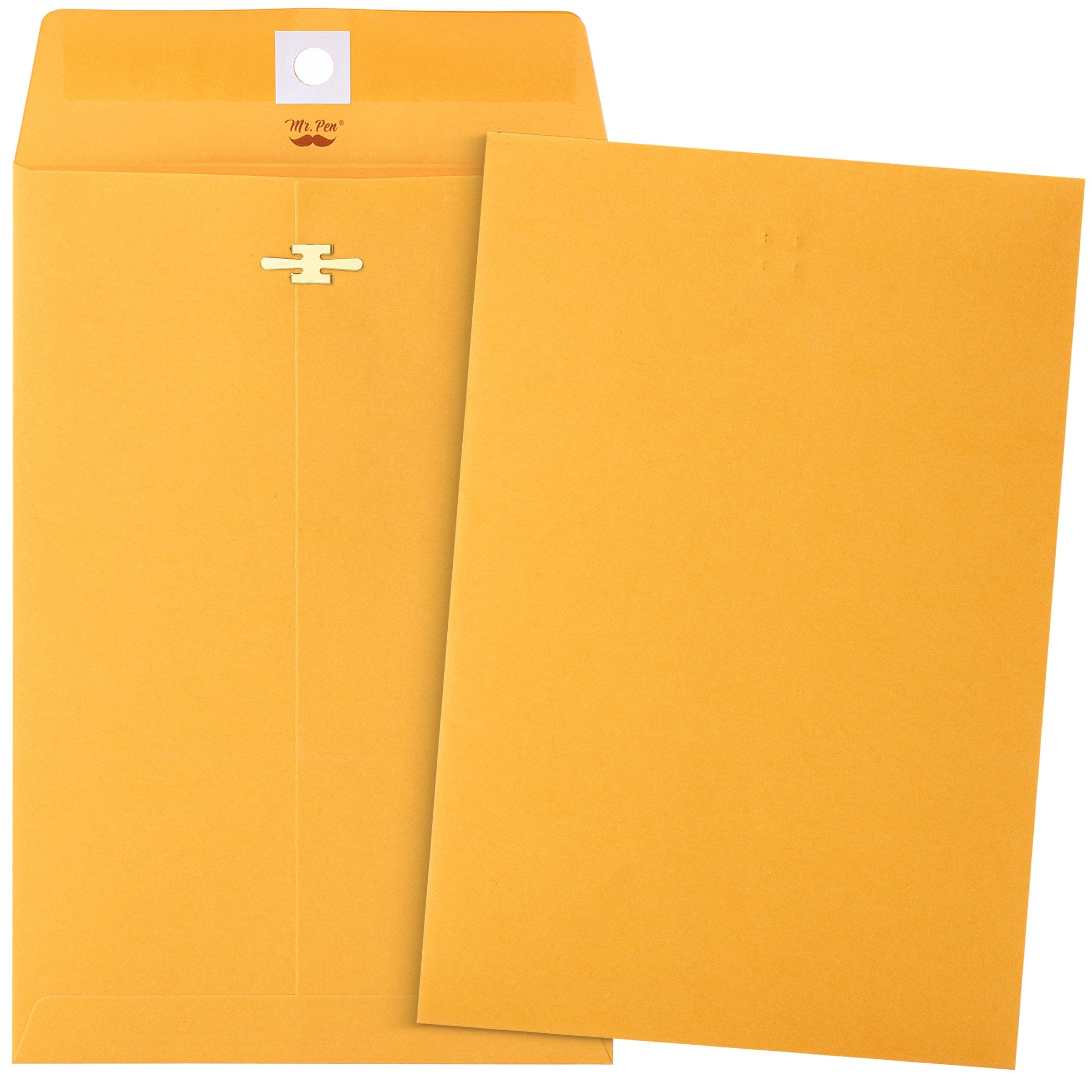 Mr. Pen- Clasp Envelopes, 25 Pack, 6" x 9", Brown Kraft, Brown Envelopes, Document Envelope, Clasp Kraft Envelopes, Clasp and Gummed Closure Envelopes, Manilla Envelopes