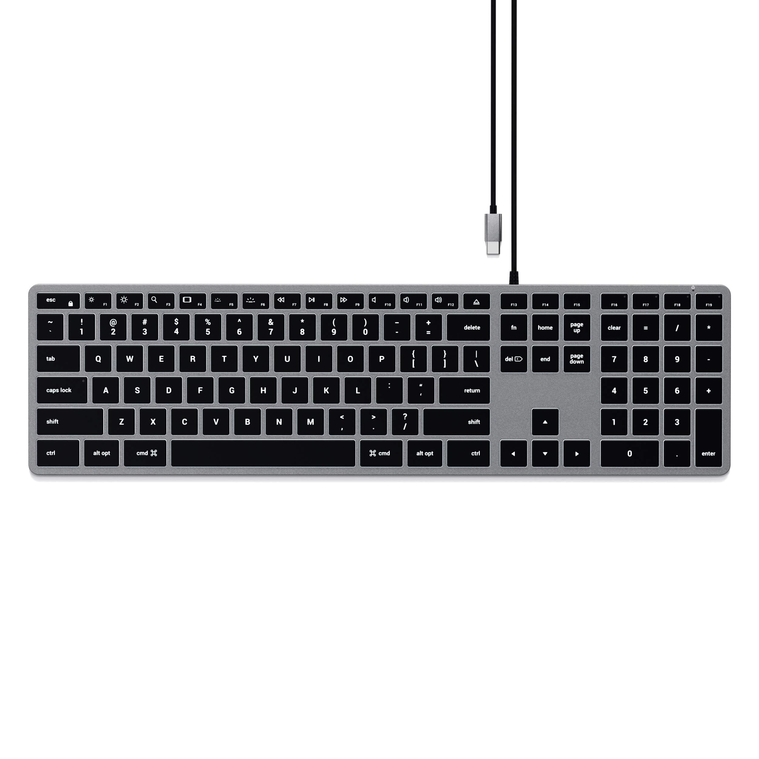 Satechi Slim W3 Wired Backlit Keyboard with Numeric Keypad, US QWERTY Layout, USB-C Connection – For MacBook Air & Pro M5 M4, Mac Mini, iPad Air & Pro M5 M4 M3, iMac and more
