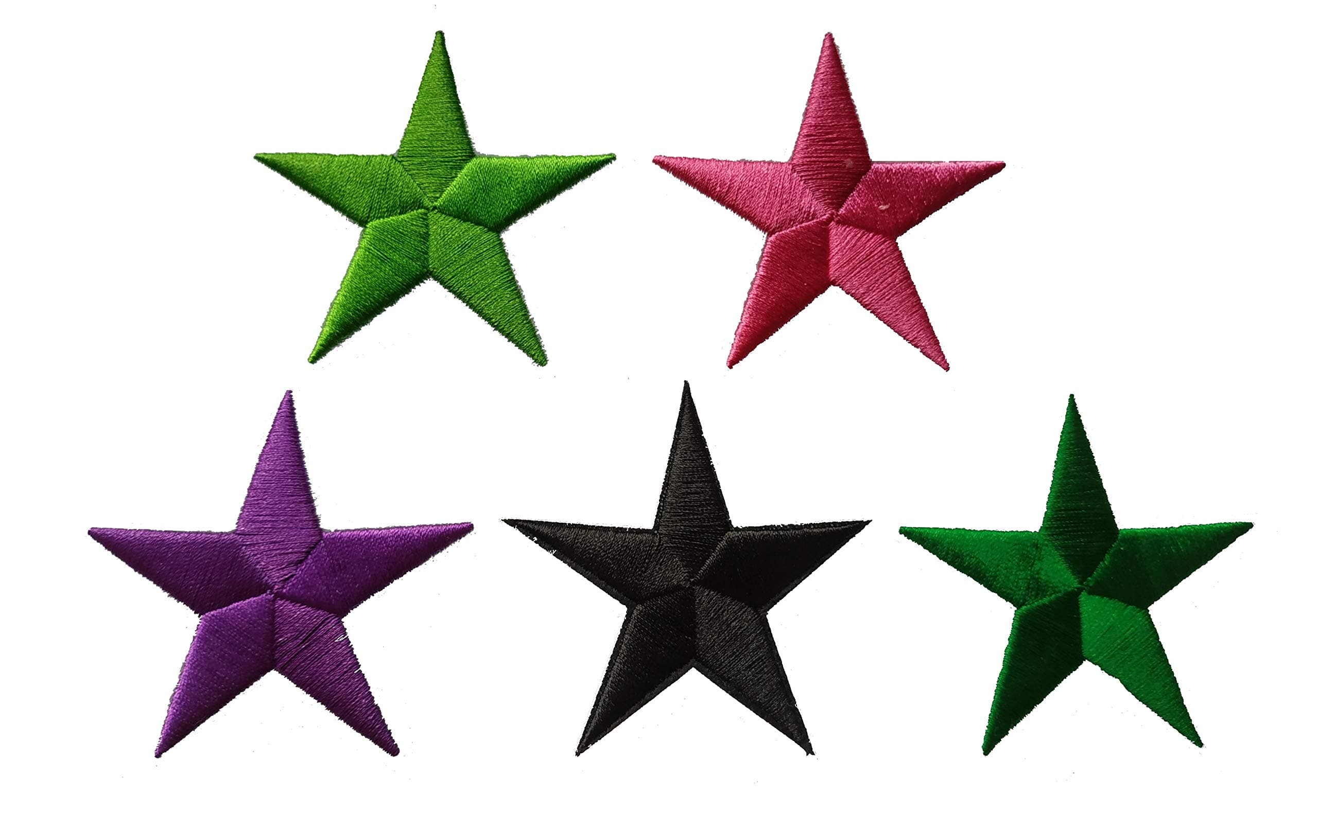 PatchWOW Iron on Sew on Embroidered Badge Applique Motif Patch (Star 7cm Pack of 5)